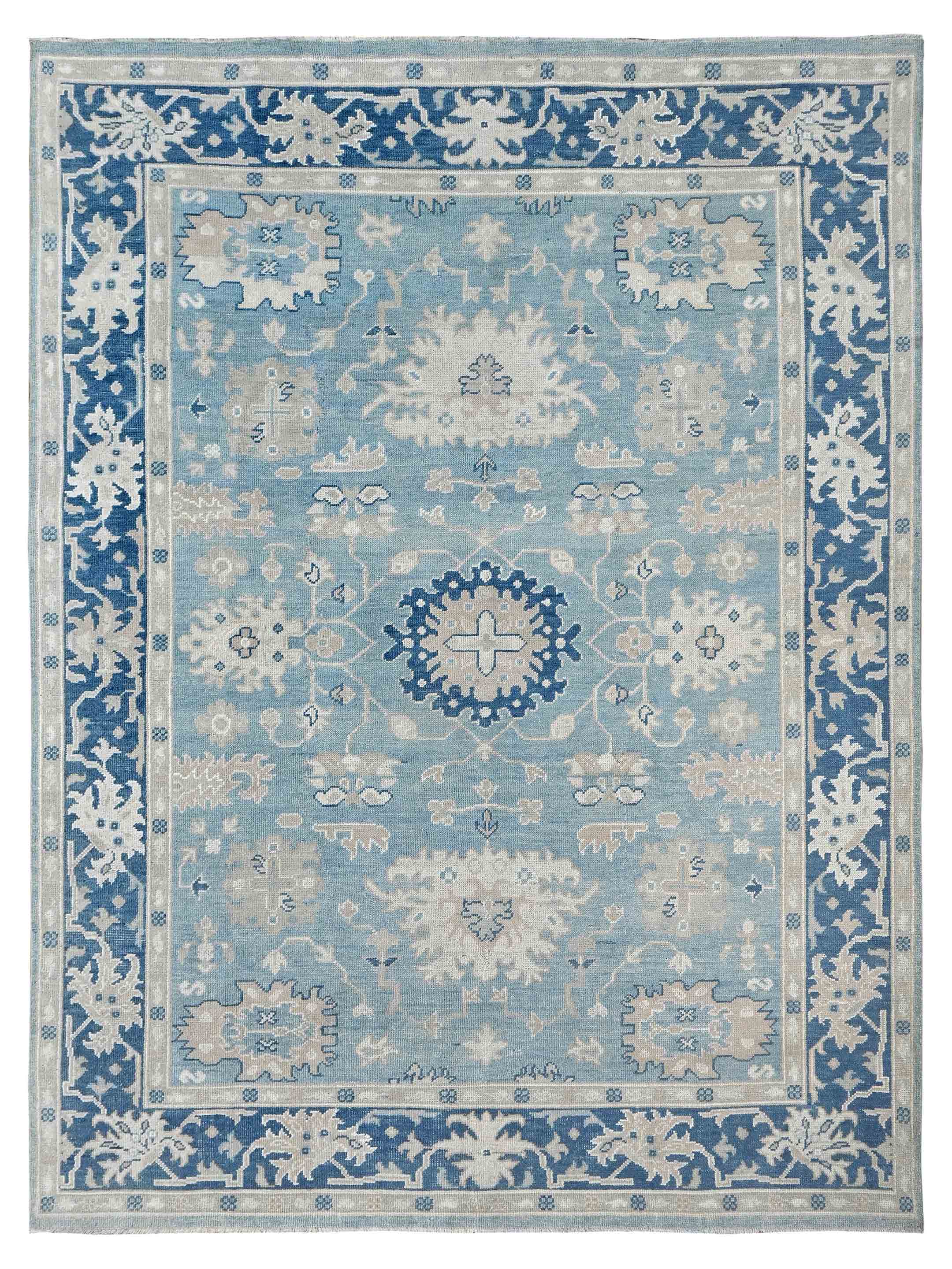 Ushak Hand Knotted Blue 9x12