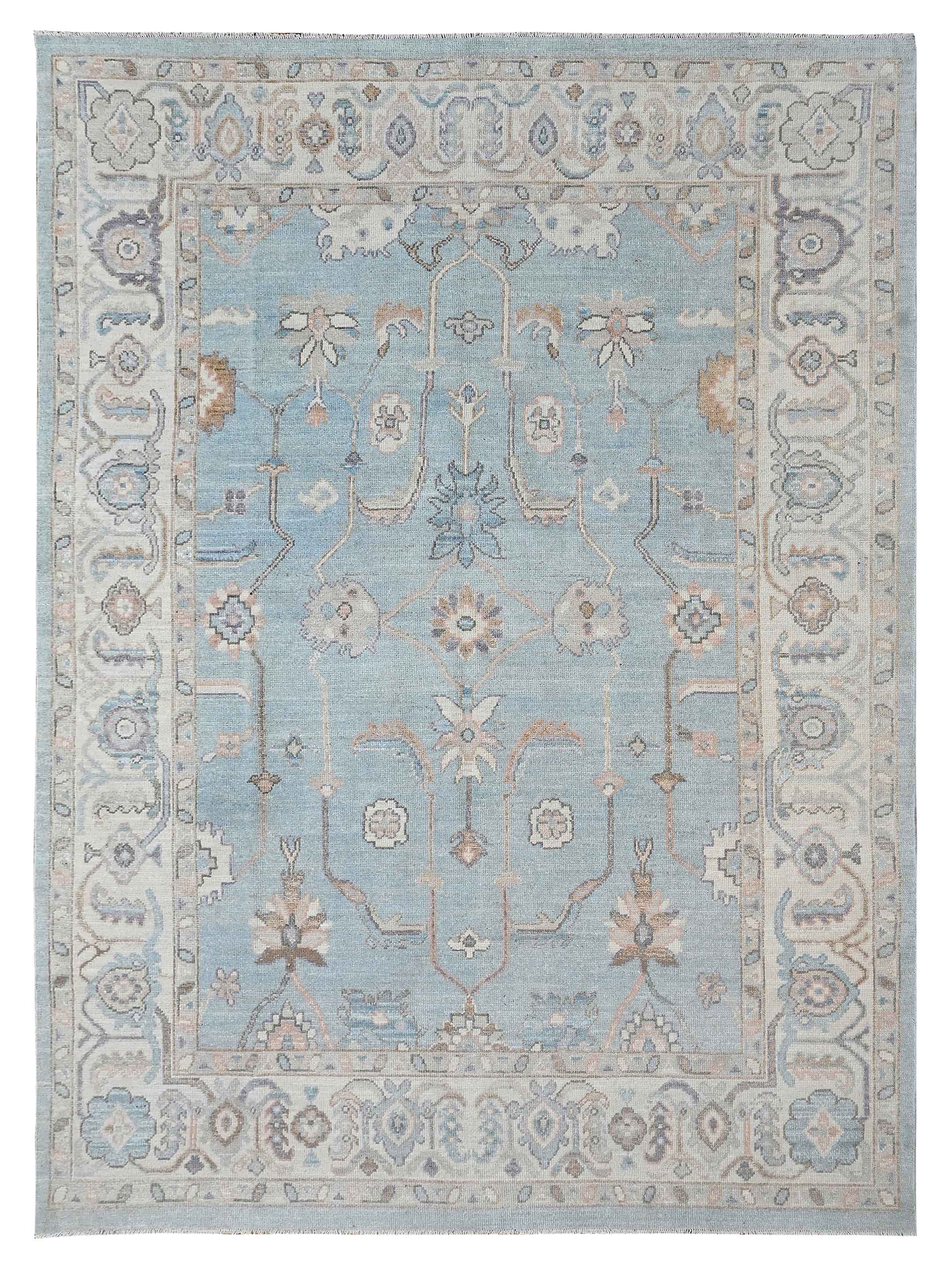 Ushak Hand Knotted Blue 9x12