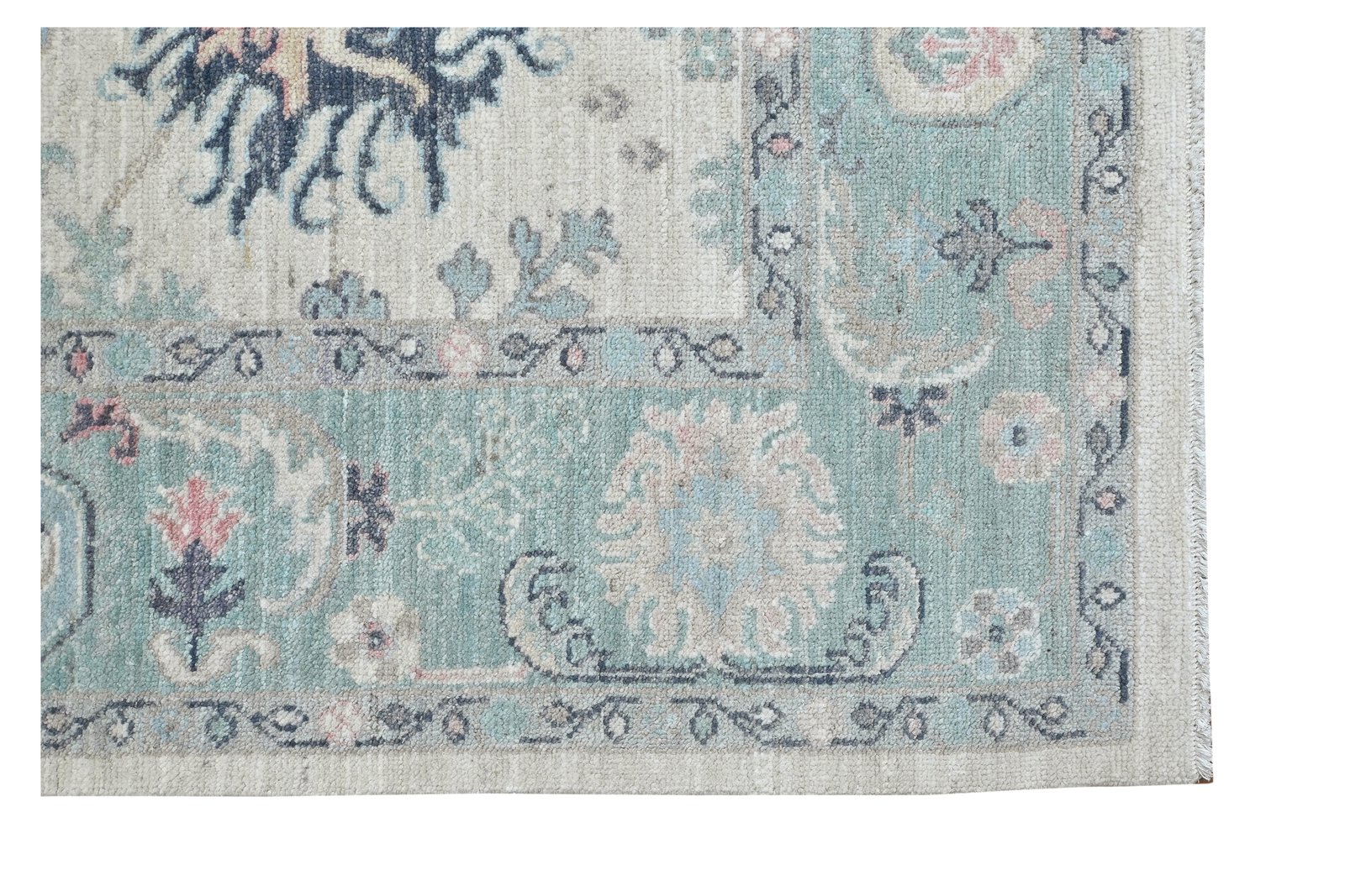 Ushak Wool Weft Hand Knotted Ivory 8x10 - Image 7 of 8