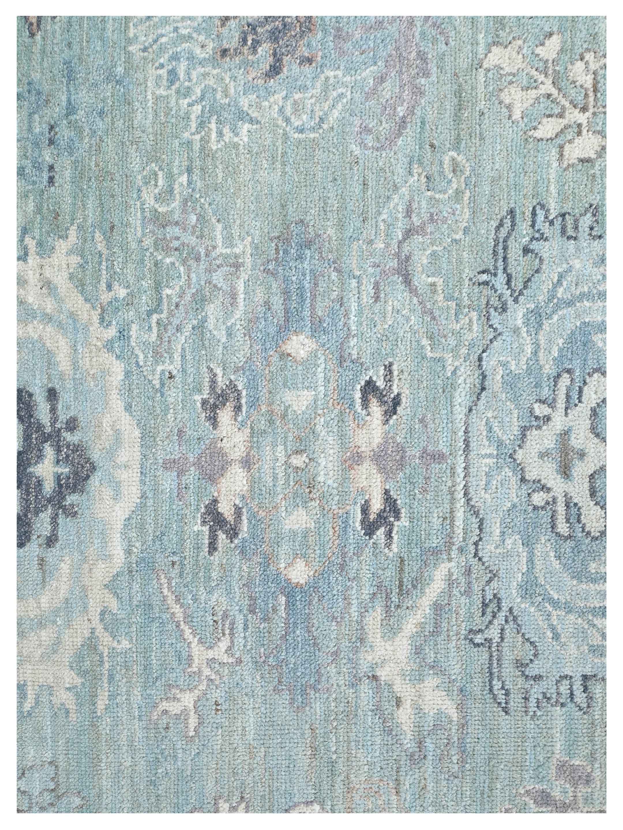 Ushak Wool Weft Hand Knotted Lt.Green 8x10 - Image 3 of 4