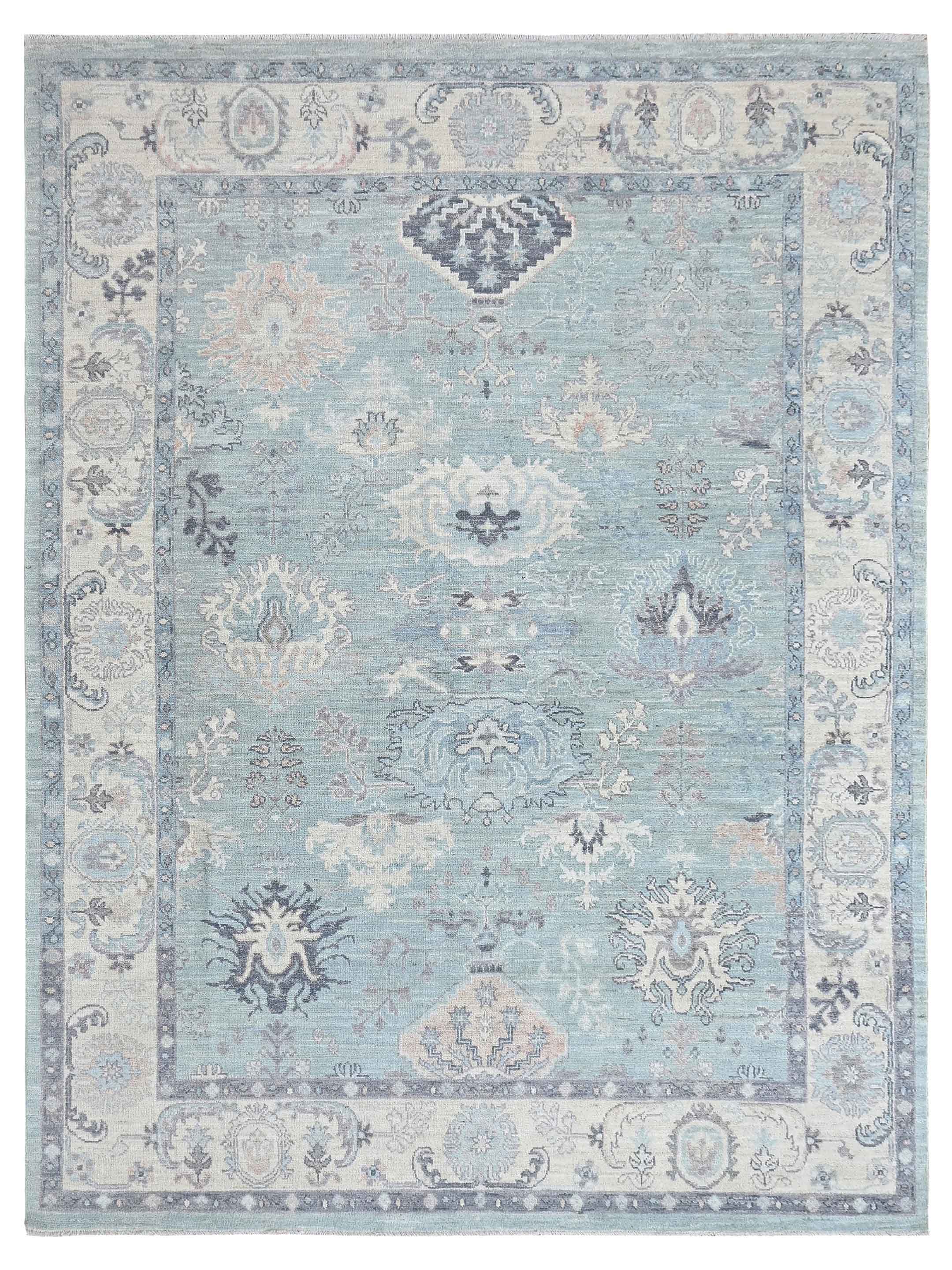 Ushak Wool Weft Hand Knotted Lt.Green 8x10