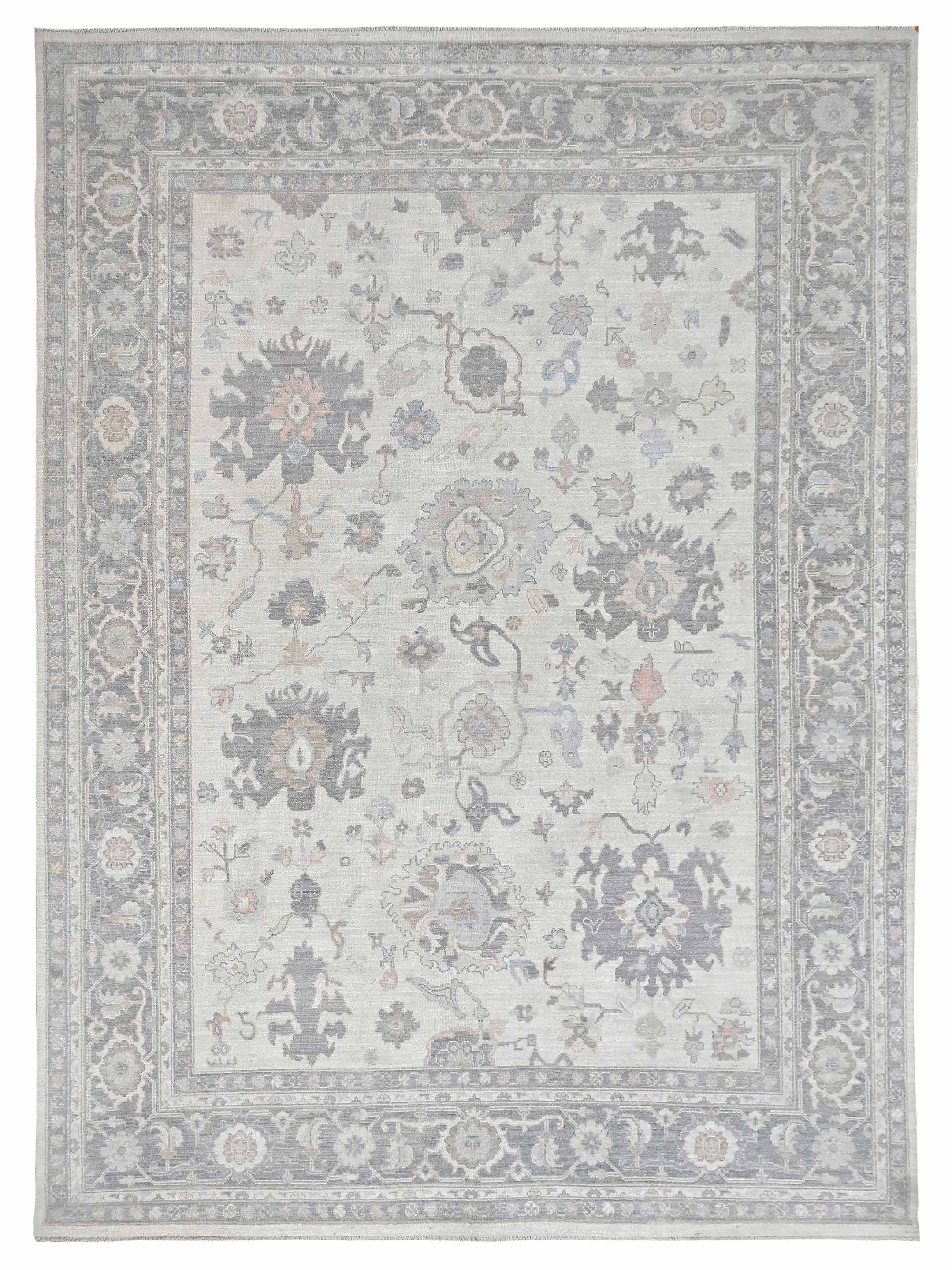 Ushak Wool Weft Hand Knotted Ivory 9x12