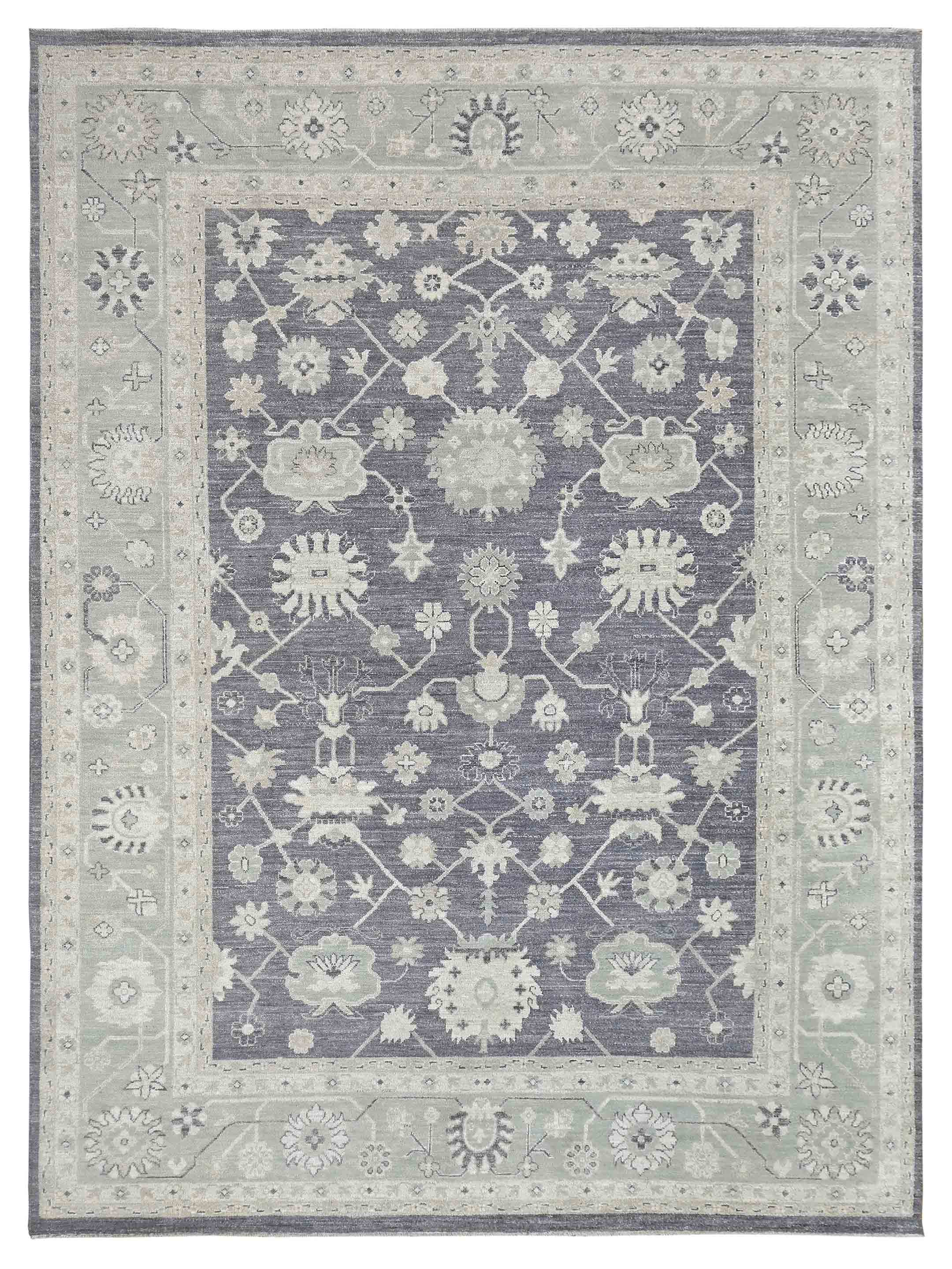 Ushak Wool Weft Hand Knotted Grey 9x12