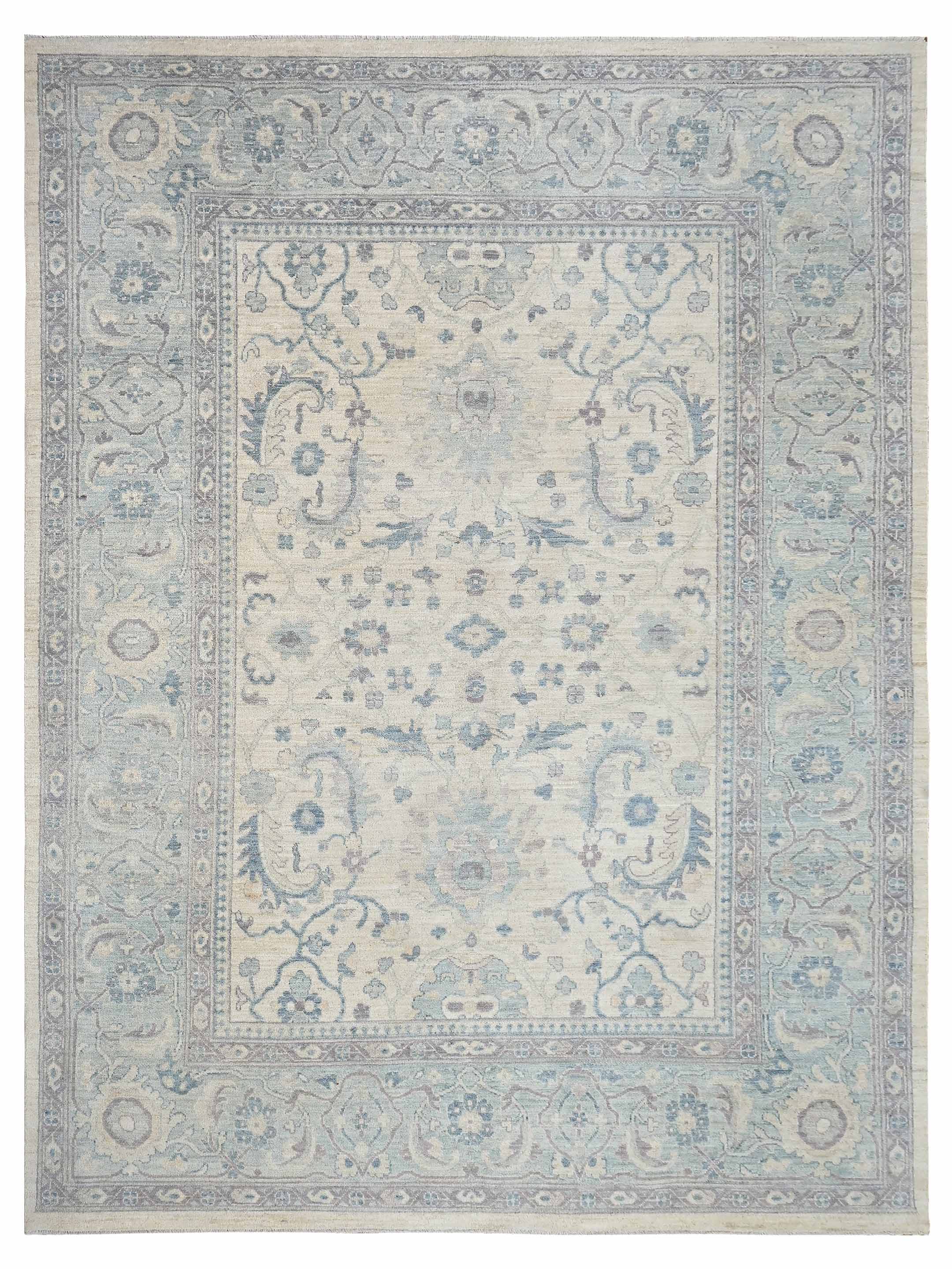 Ushak Wool Weft Hand Knotted Ivory 9x12