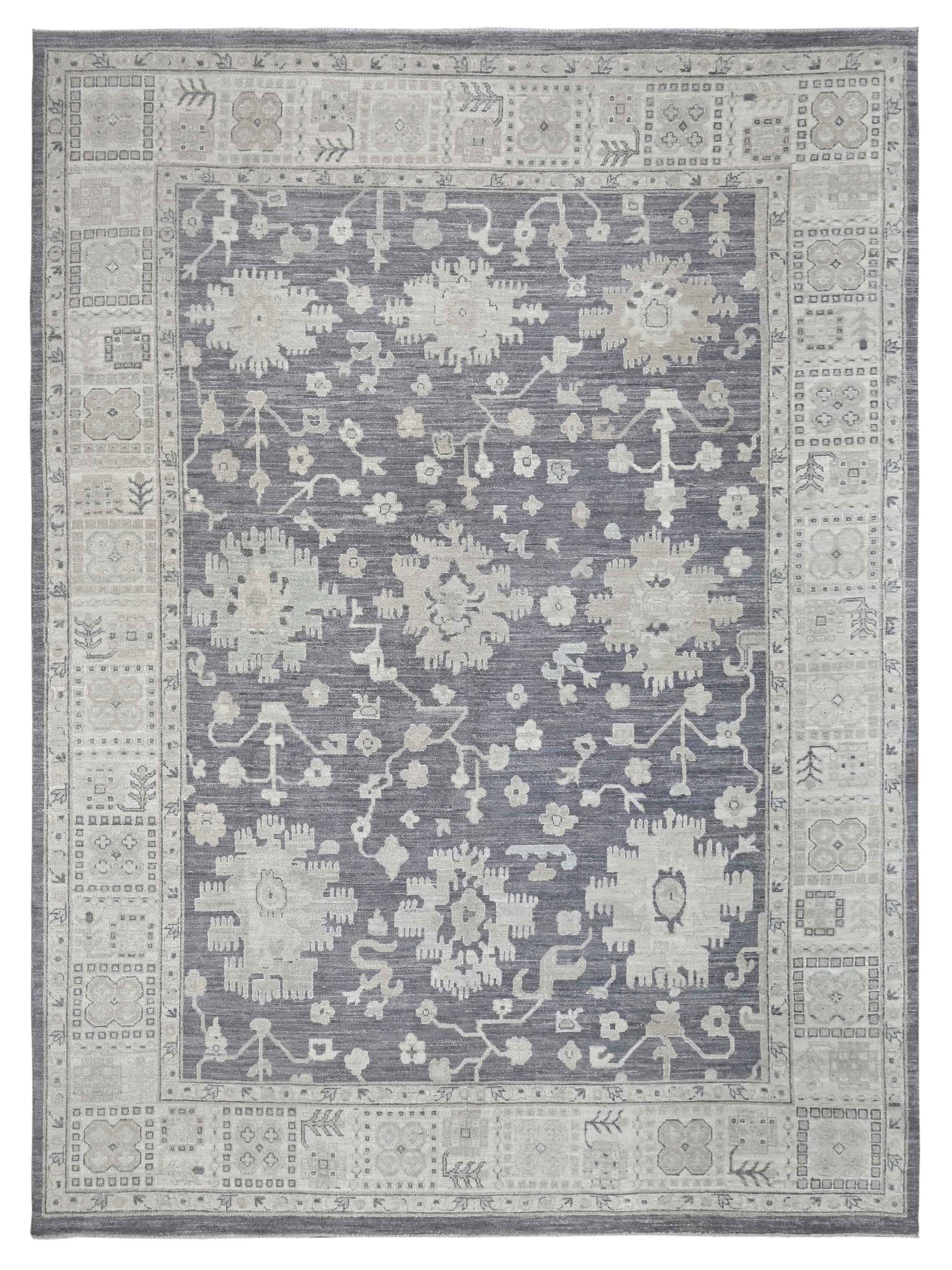 Ushak Wool Weft Hand Knotted Grey 9x12