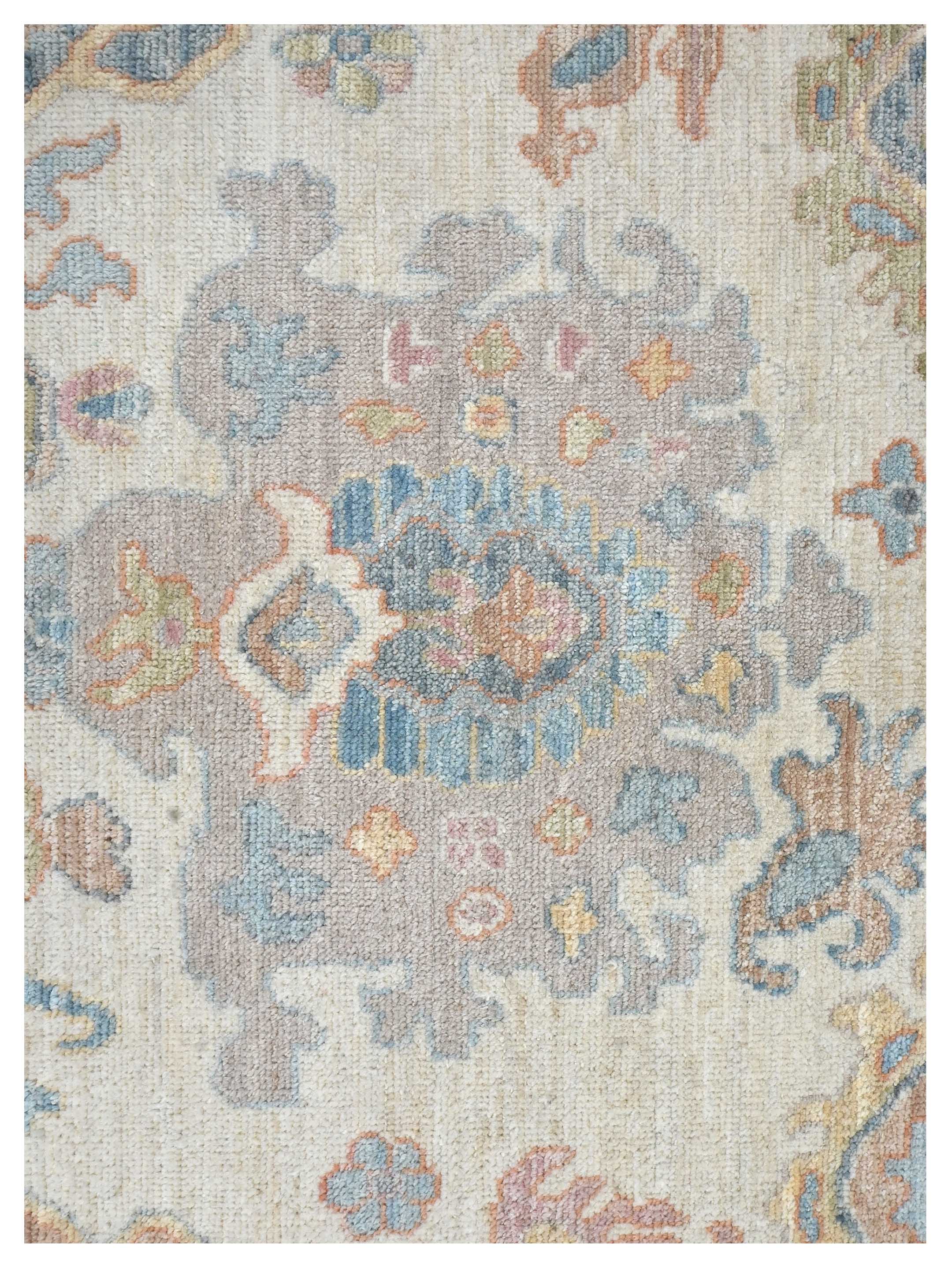 Ushak Wool Weft Hand Knotted Ivory 9x12 - Image 3 of 4