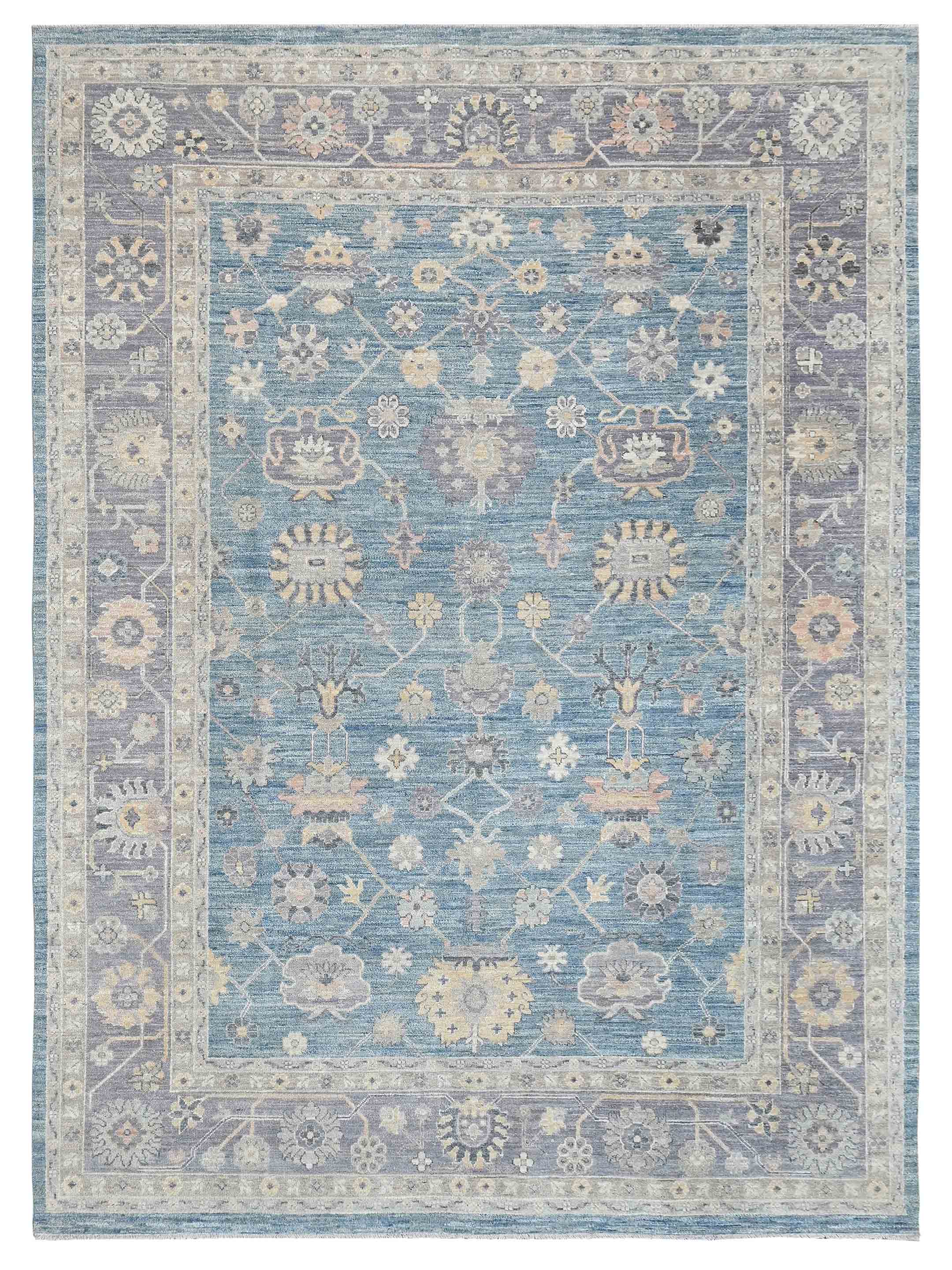 Ushak Wool Weft Hand Knotted Blue 9x12