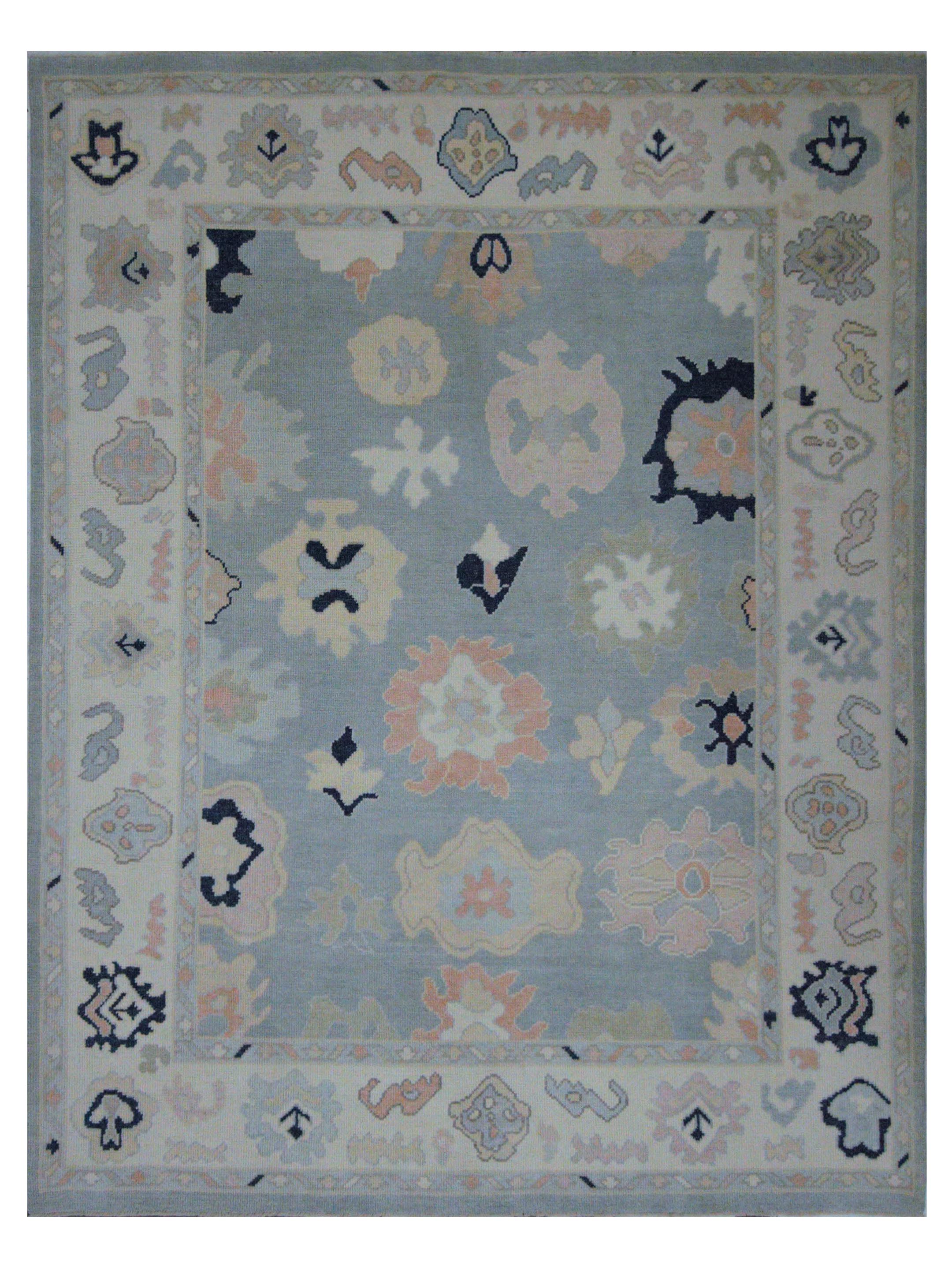 Ushak Hand Knotted Lt.Blue 8x10