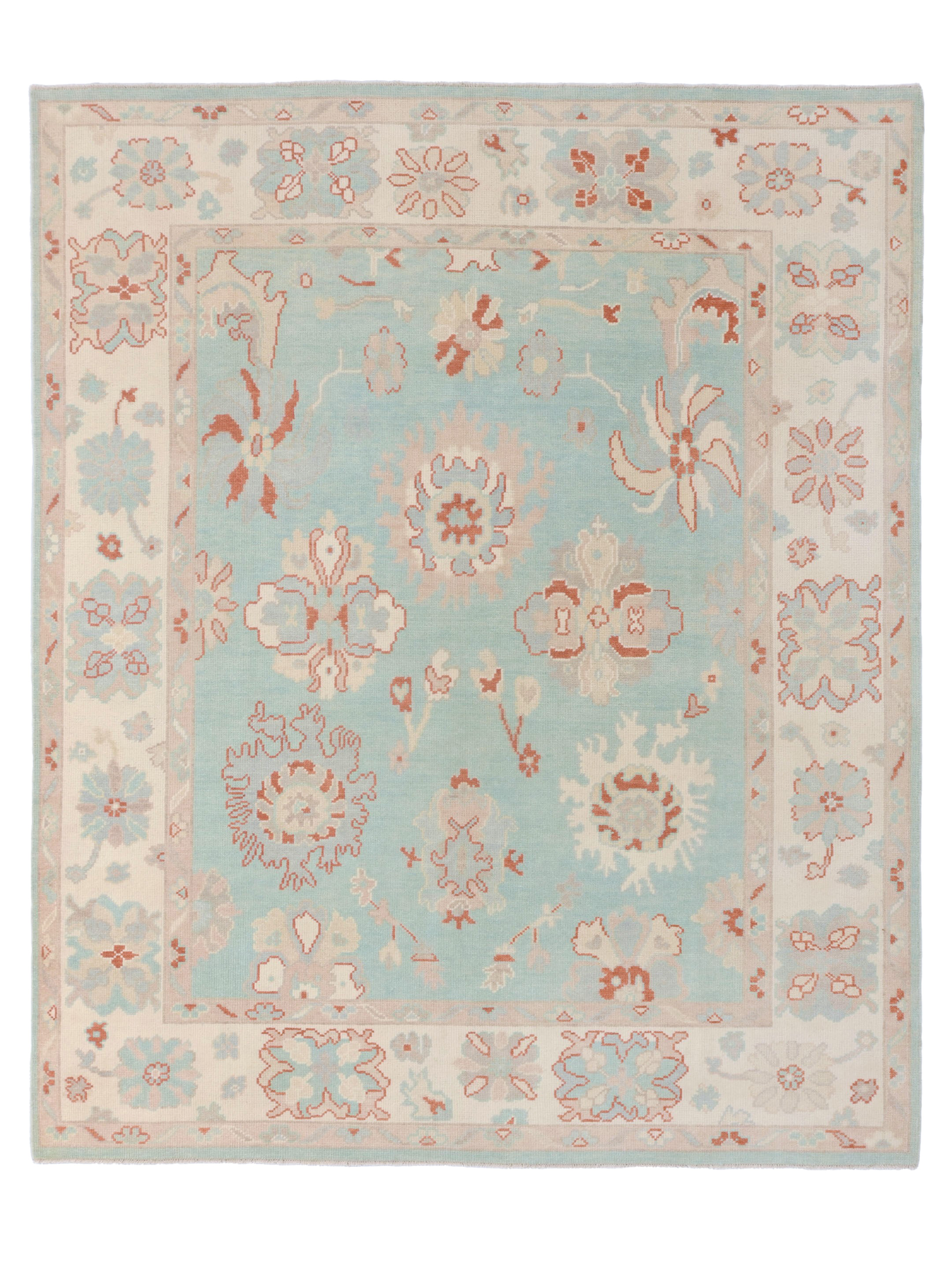Ushak Hand Knotted Teal 8x10