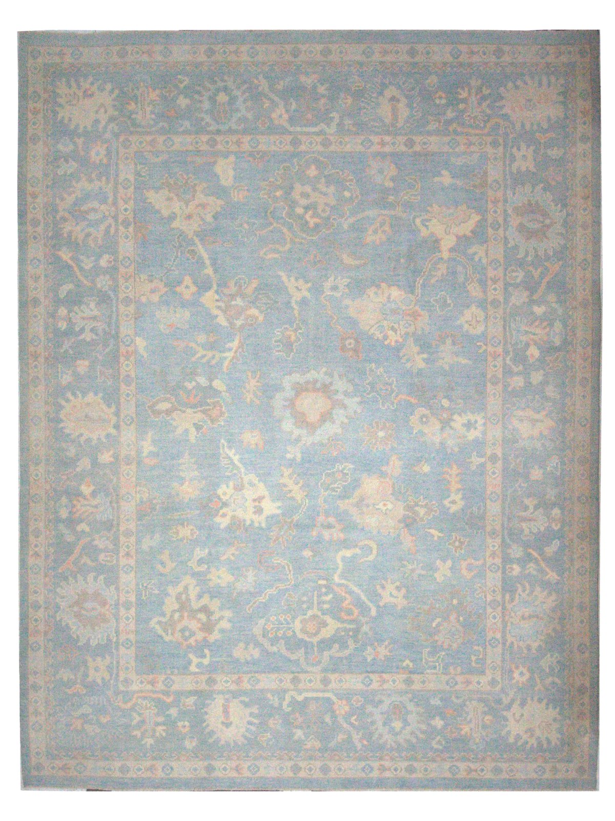 Ushak Hand Knotted Sky Blue 9x12