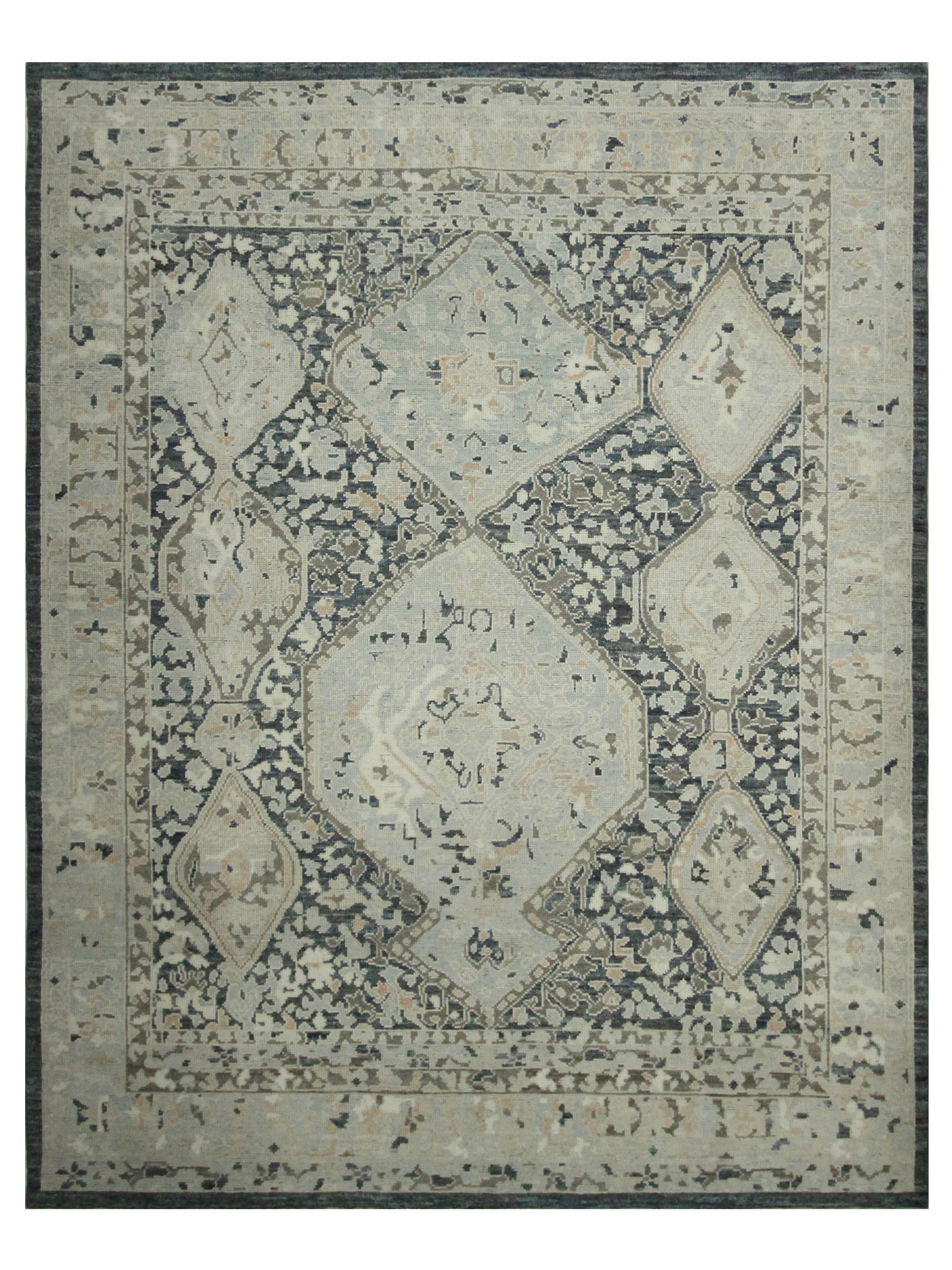 Ushak Hand Knotted Navy 9x12