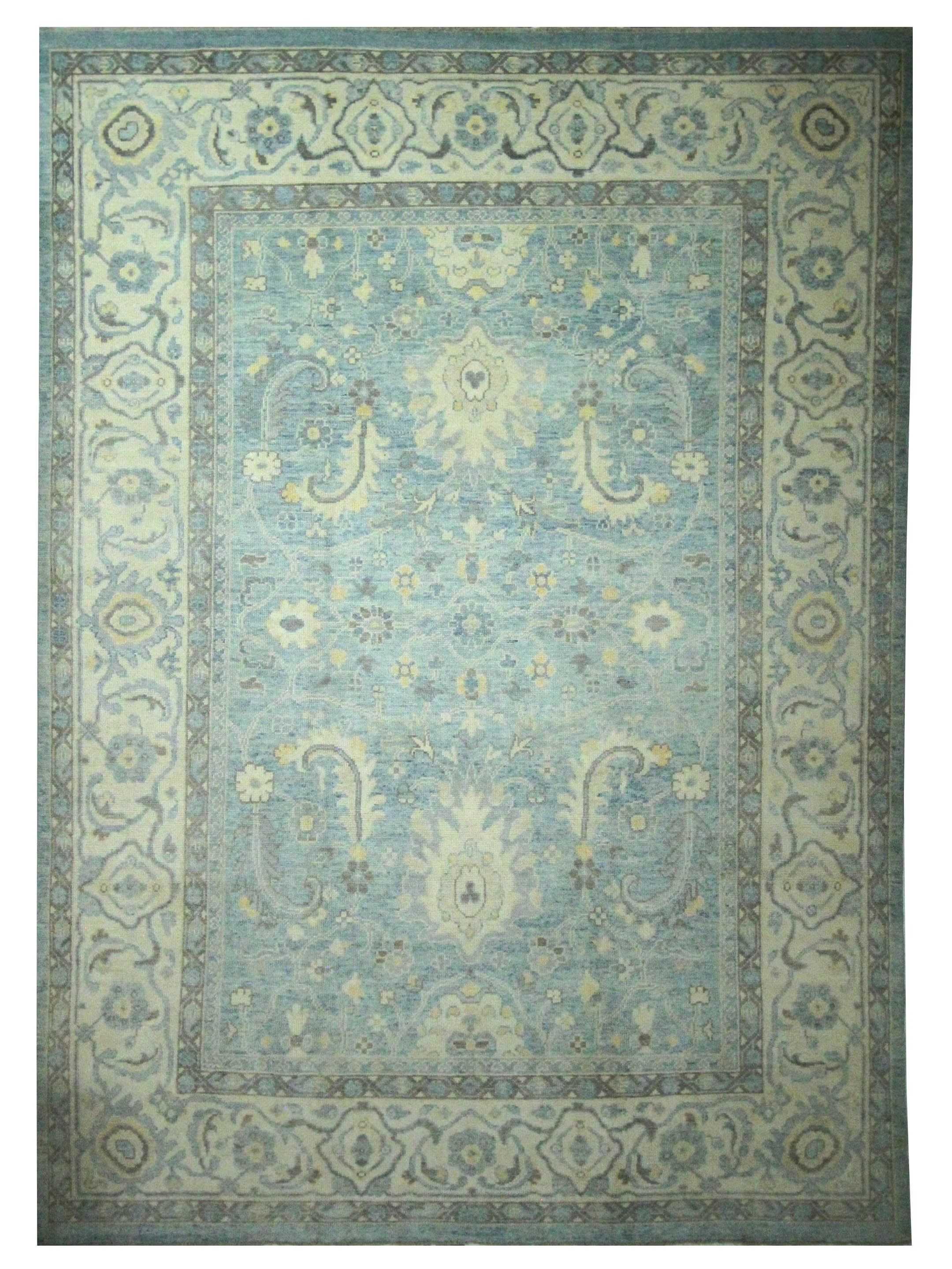 Ushak Hand Knotted Sky Blue 10x14 - Image 5 of 5