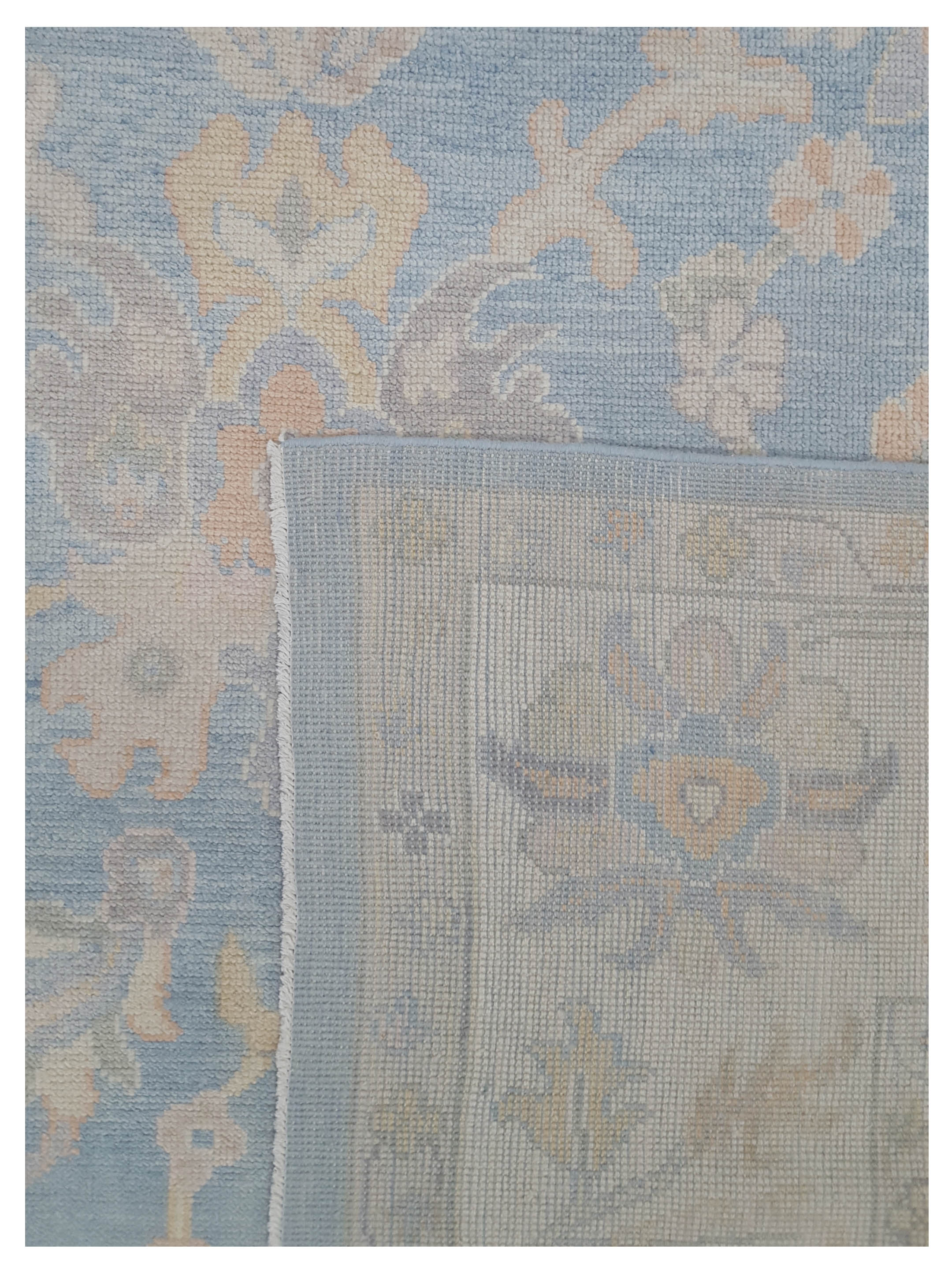 Ushak Hand Knotted Sky Blue 10x14 - Image 3 of 5