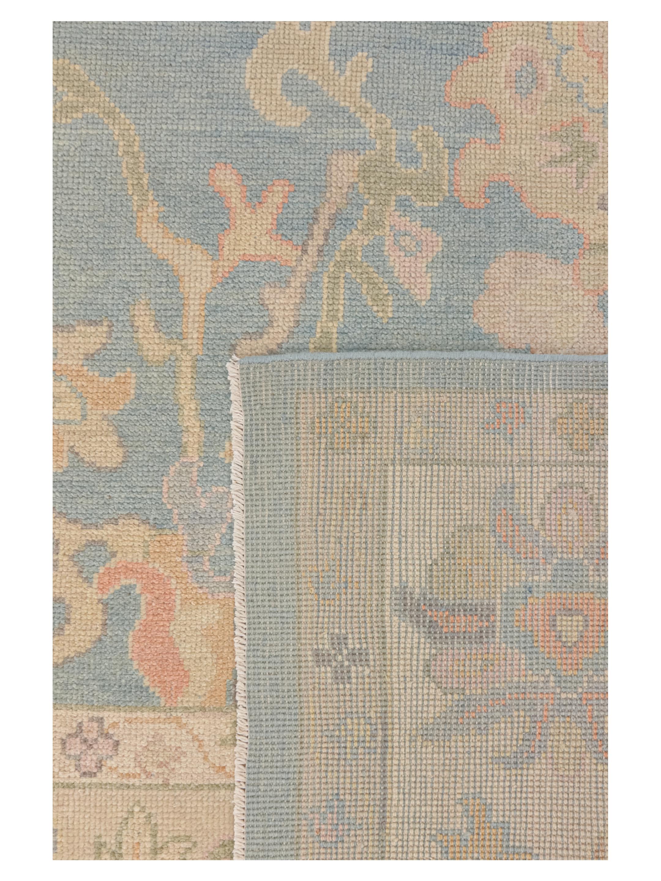 Ushak Hand Knotted Sky Blue 10x14 - Image 4 of 5