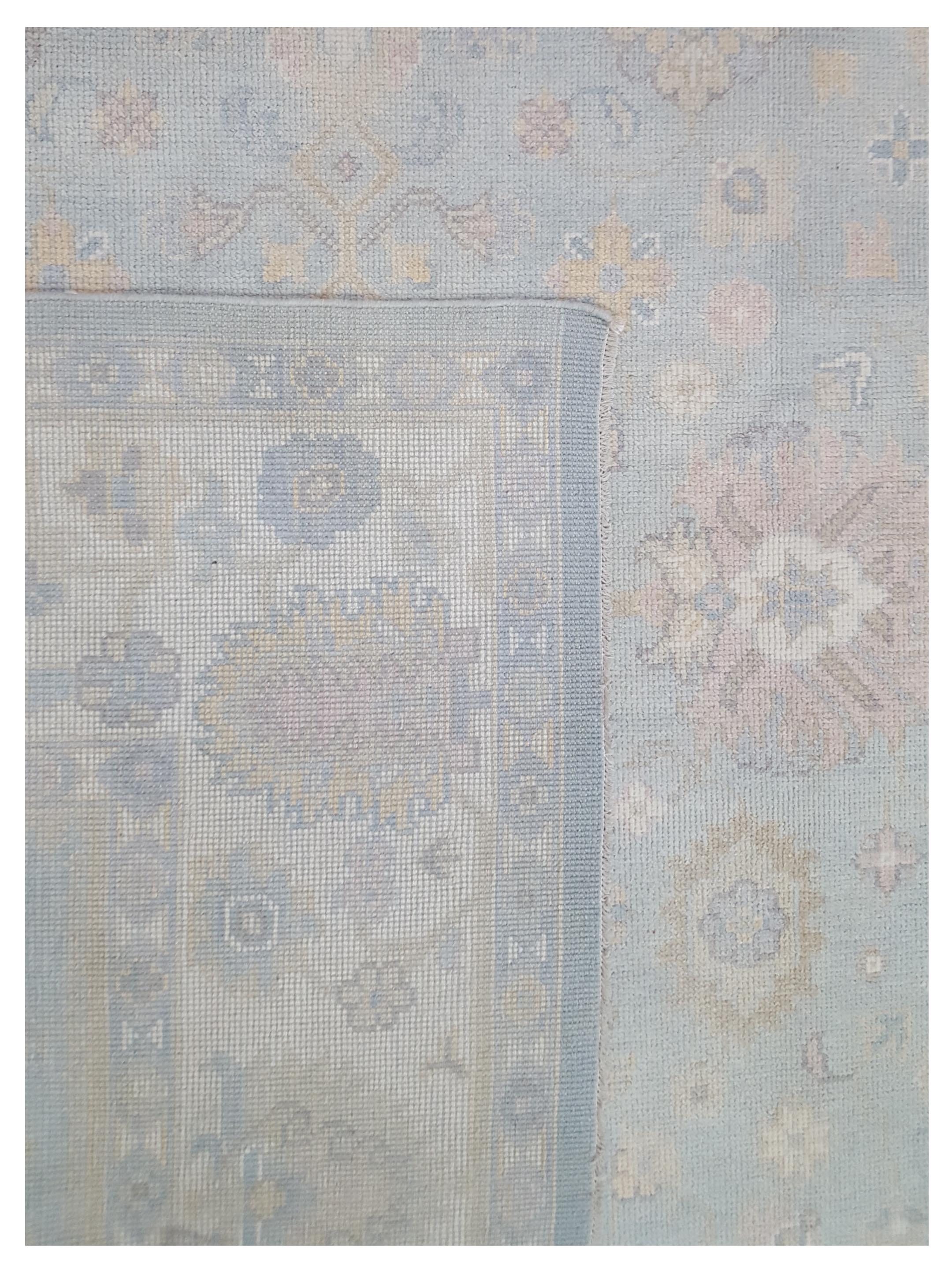 Ushak Hand Knotted Sky Blue 10x14 - Image 3 of 4