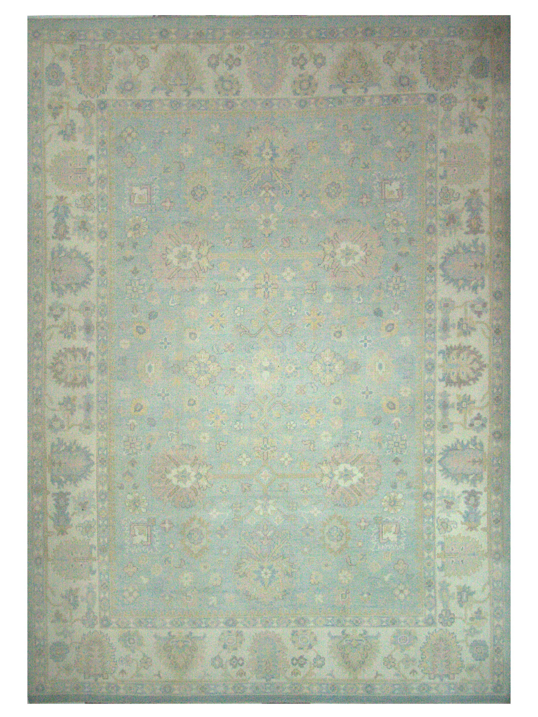 Ushak Hand Knotted Sky Blue 10x14