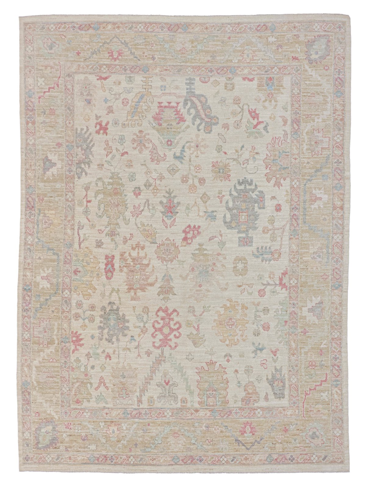 Ushak Wool Weft Hand Knotted Ivory 8x10
