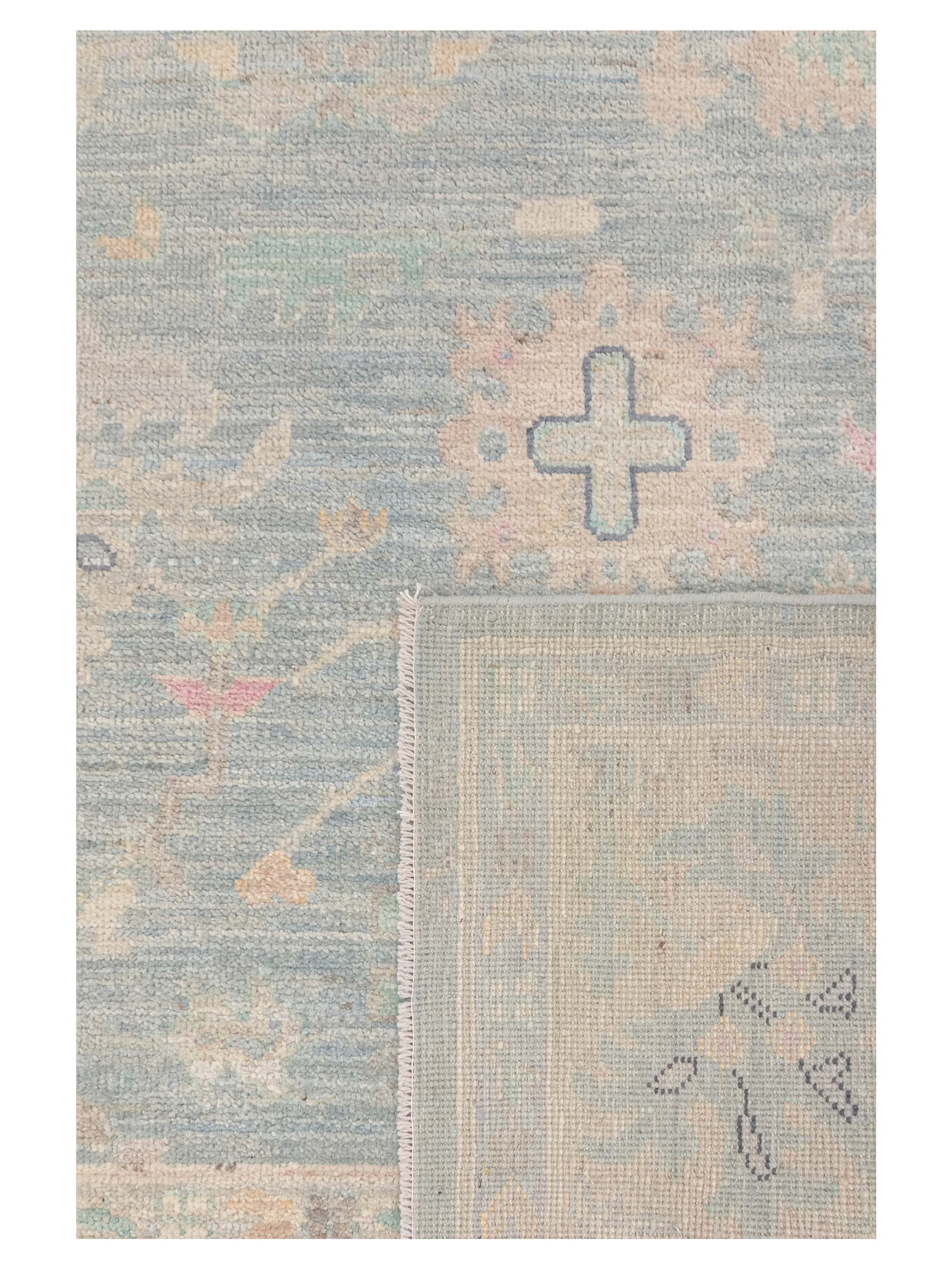 Ushak Wool Weft Hand Knotted Sky Blue 8x10 - Image 4 of 4