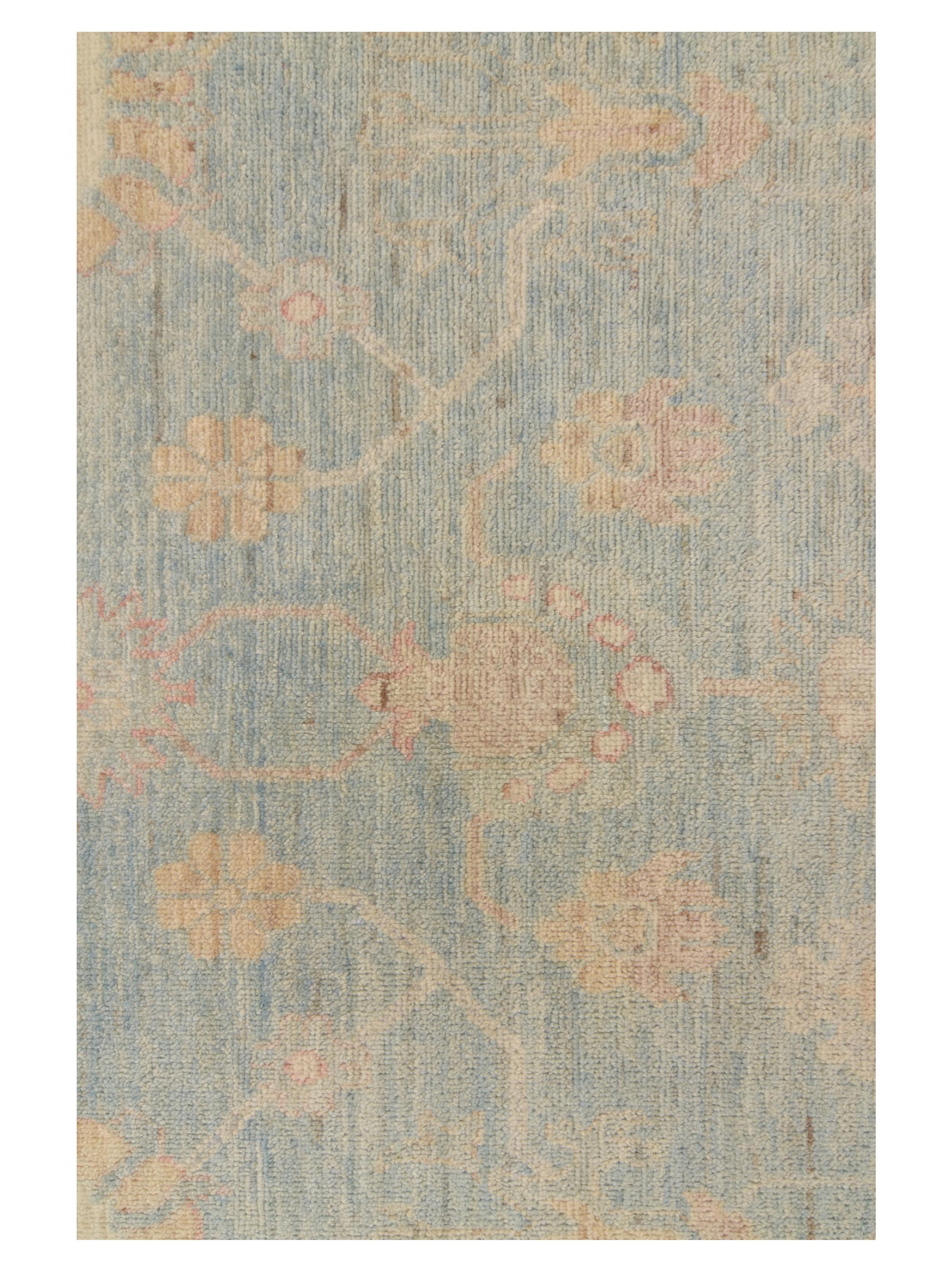 Ushak Wool Weft Hand Knotted Blue 9x12 - Image 3 of 4