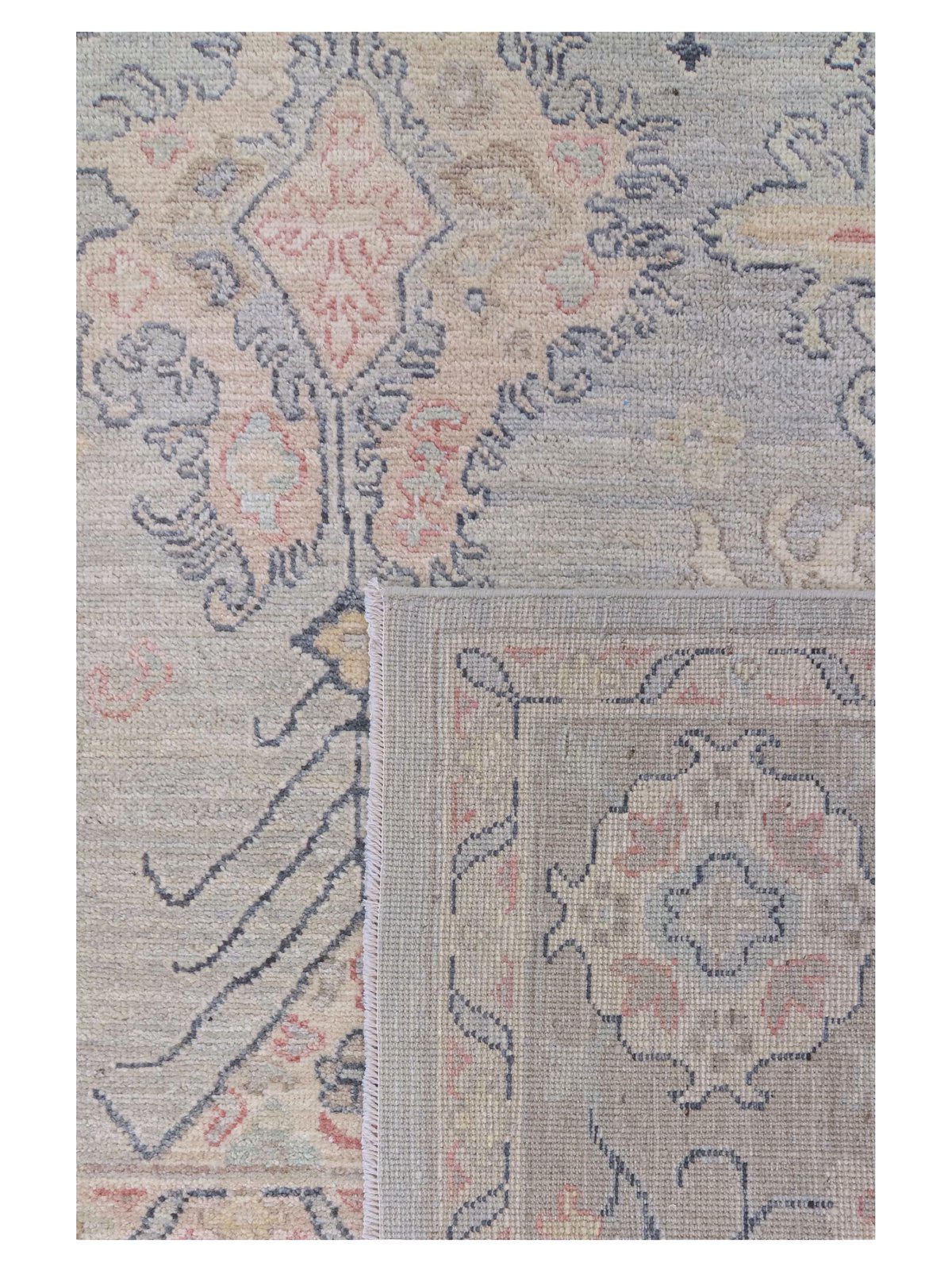 Ushak Wool Weft Hand Knotted Lt.Grey 9x12 - Image 4 of 4