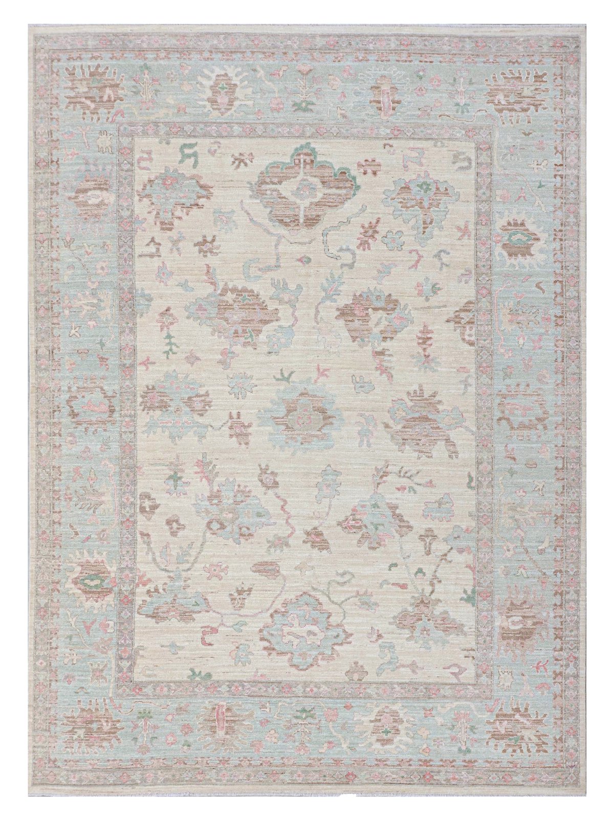 Ushak Wool Weft Hand Knotted Ivory 9x12