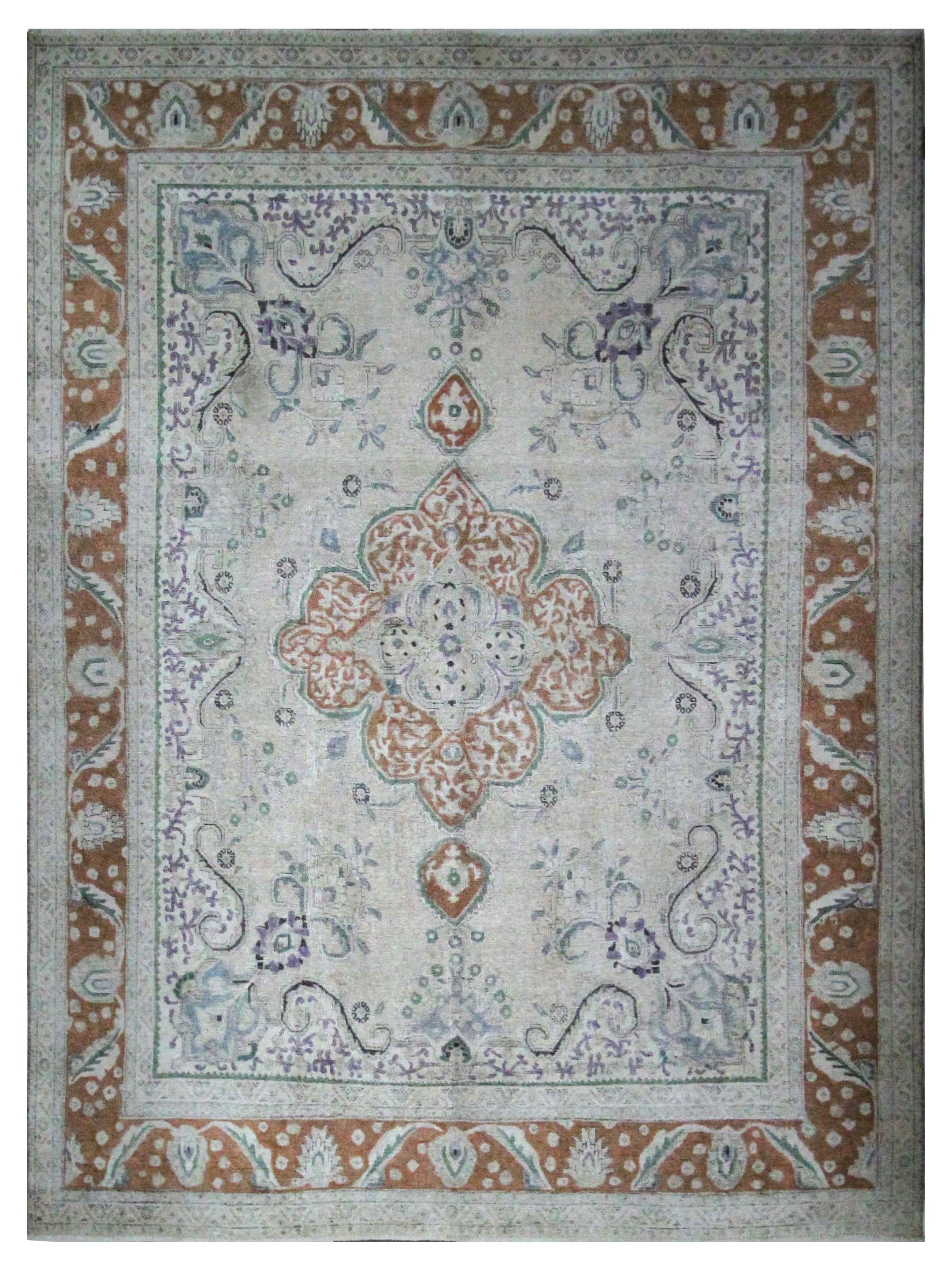 Vintage Artisan Hand Knotted Beige 10x13