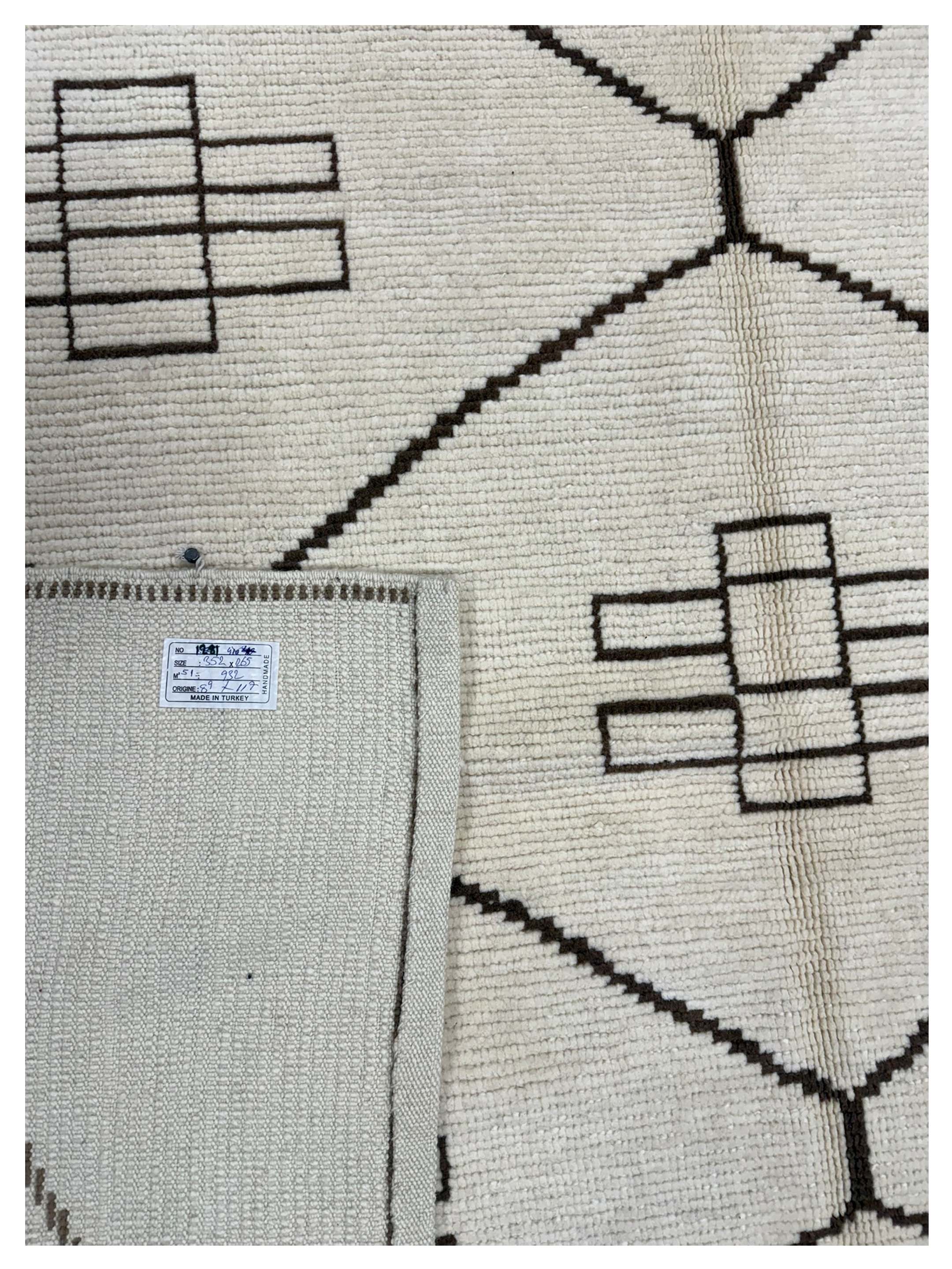 Moroccan-TR Hand Knotted Ivory 9x12 - Image 3 of 3