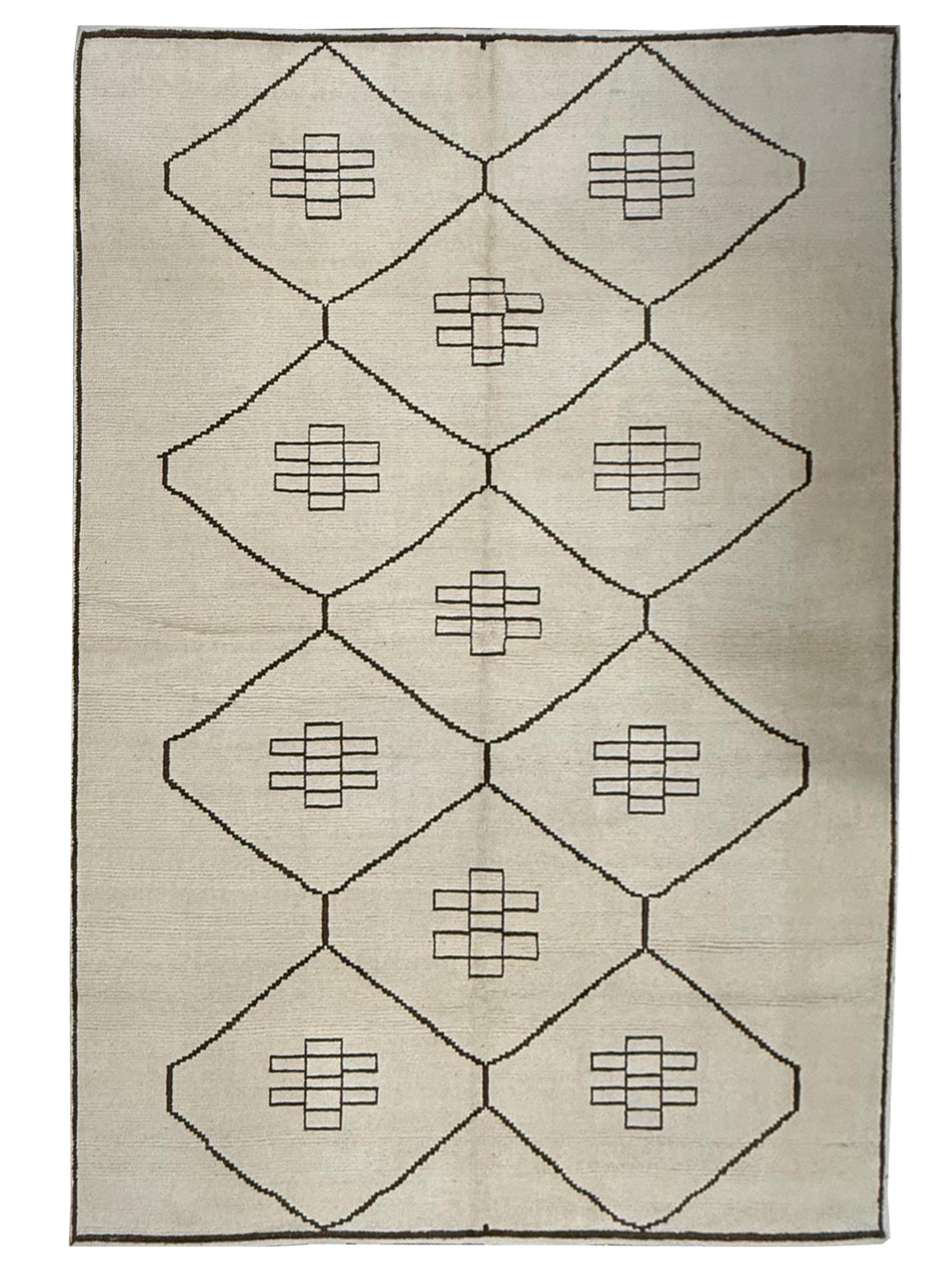 Moroccan-TR Hand Knotted Ivory 9x12