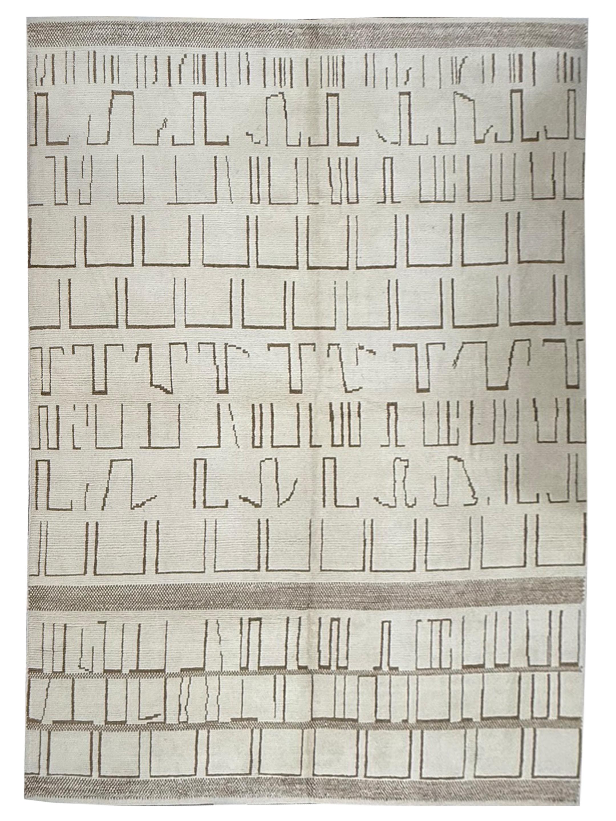 Moroccan-TR Hand Knotted Ivory 9x12