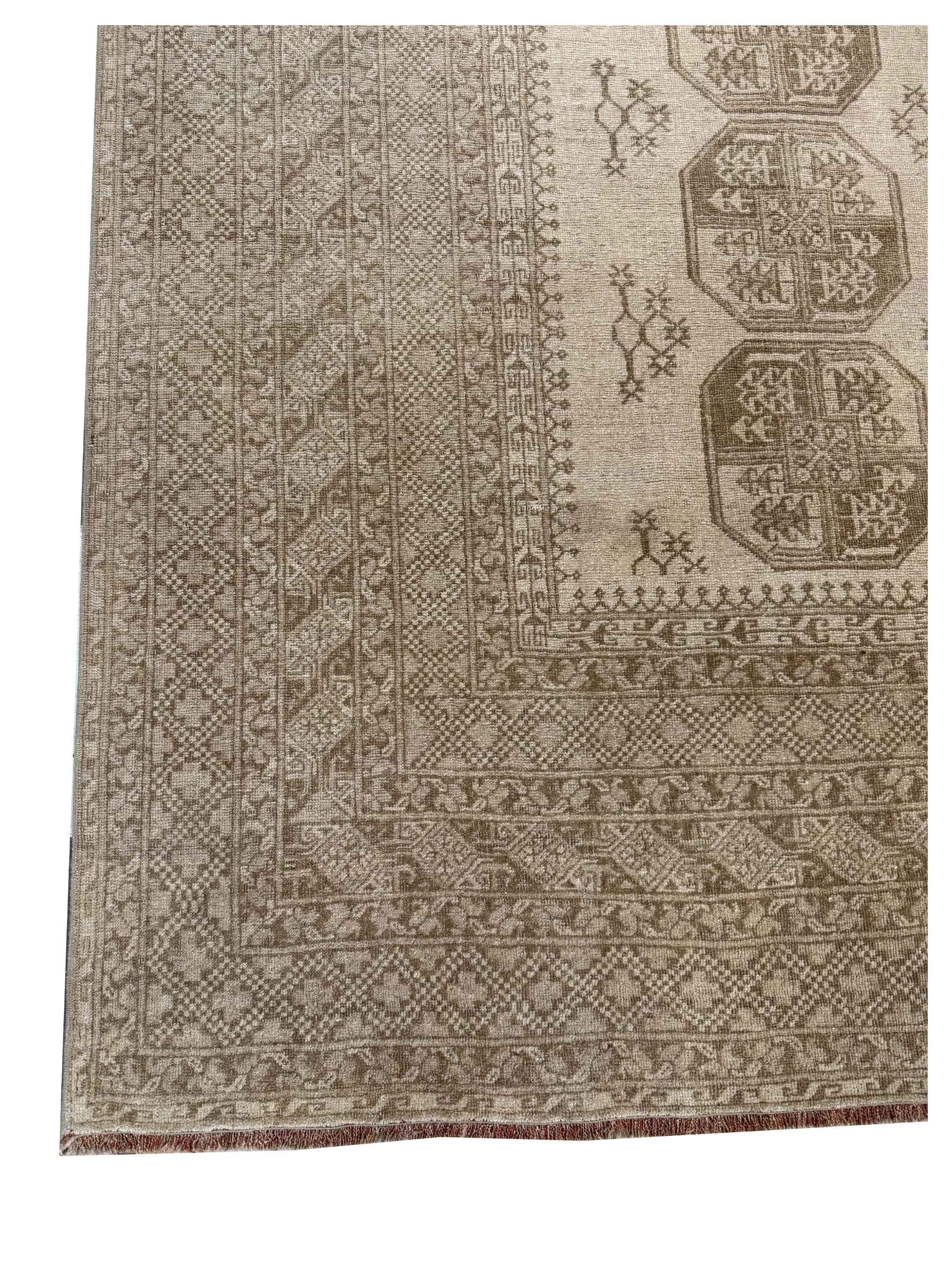 Vintage Afghan Hand Knotted Beige 7x9 - Image 2 of 3