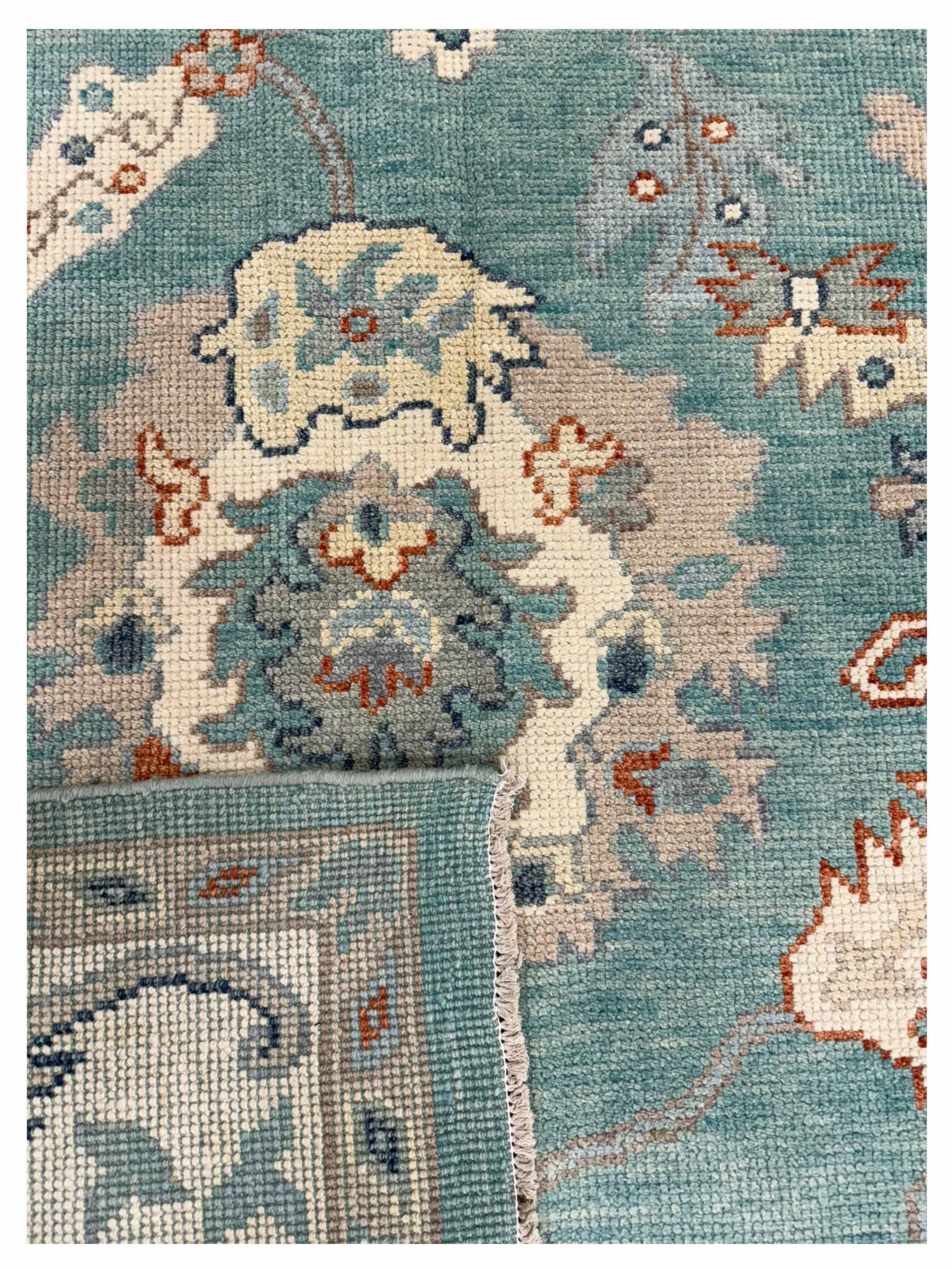 Ushak Hand Knotted Sky Blue 9x12 - Image 3 of 3
