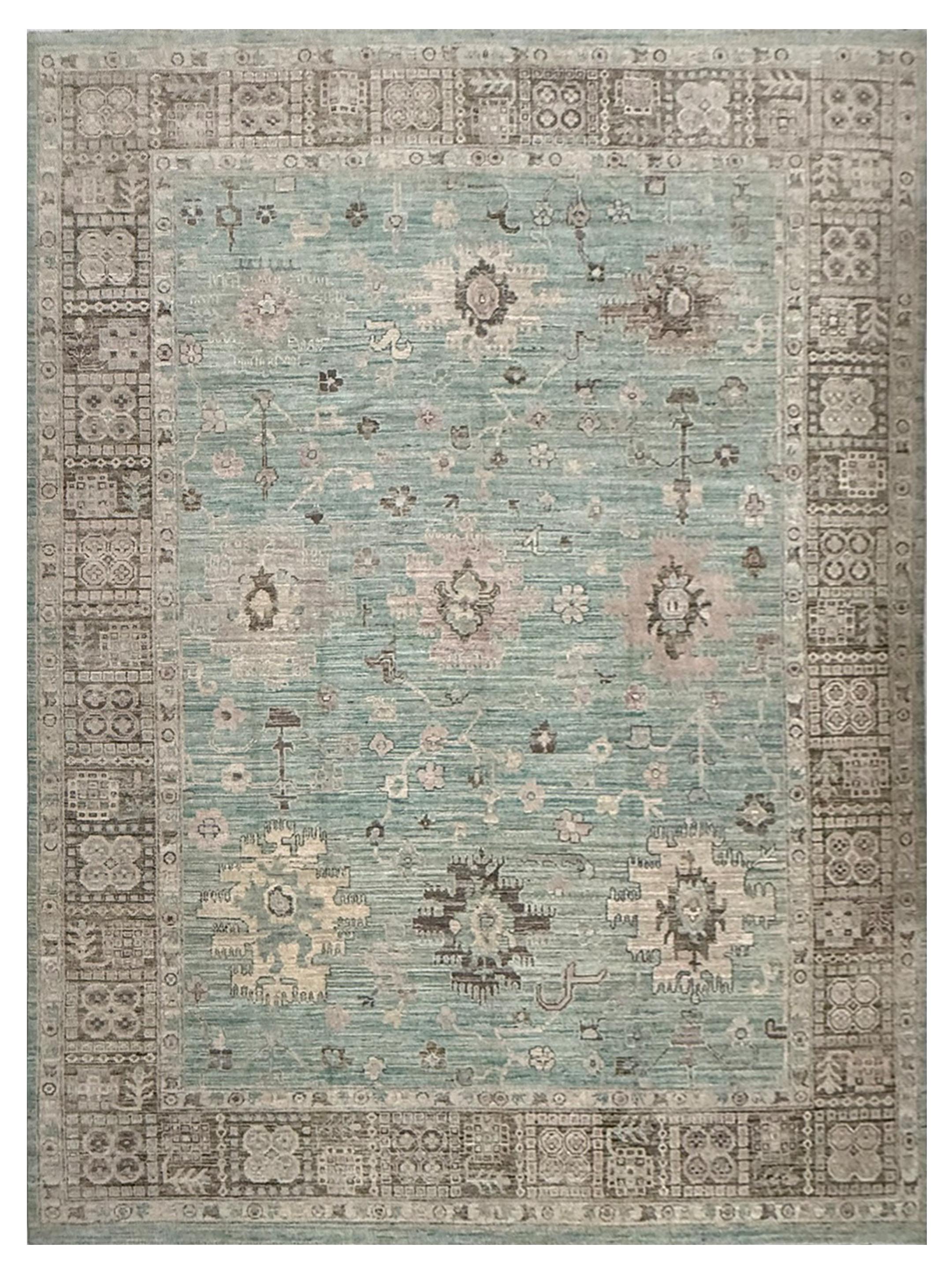 Ushak Wool Weft Hand Knotted Pistacho 9x12