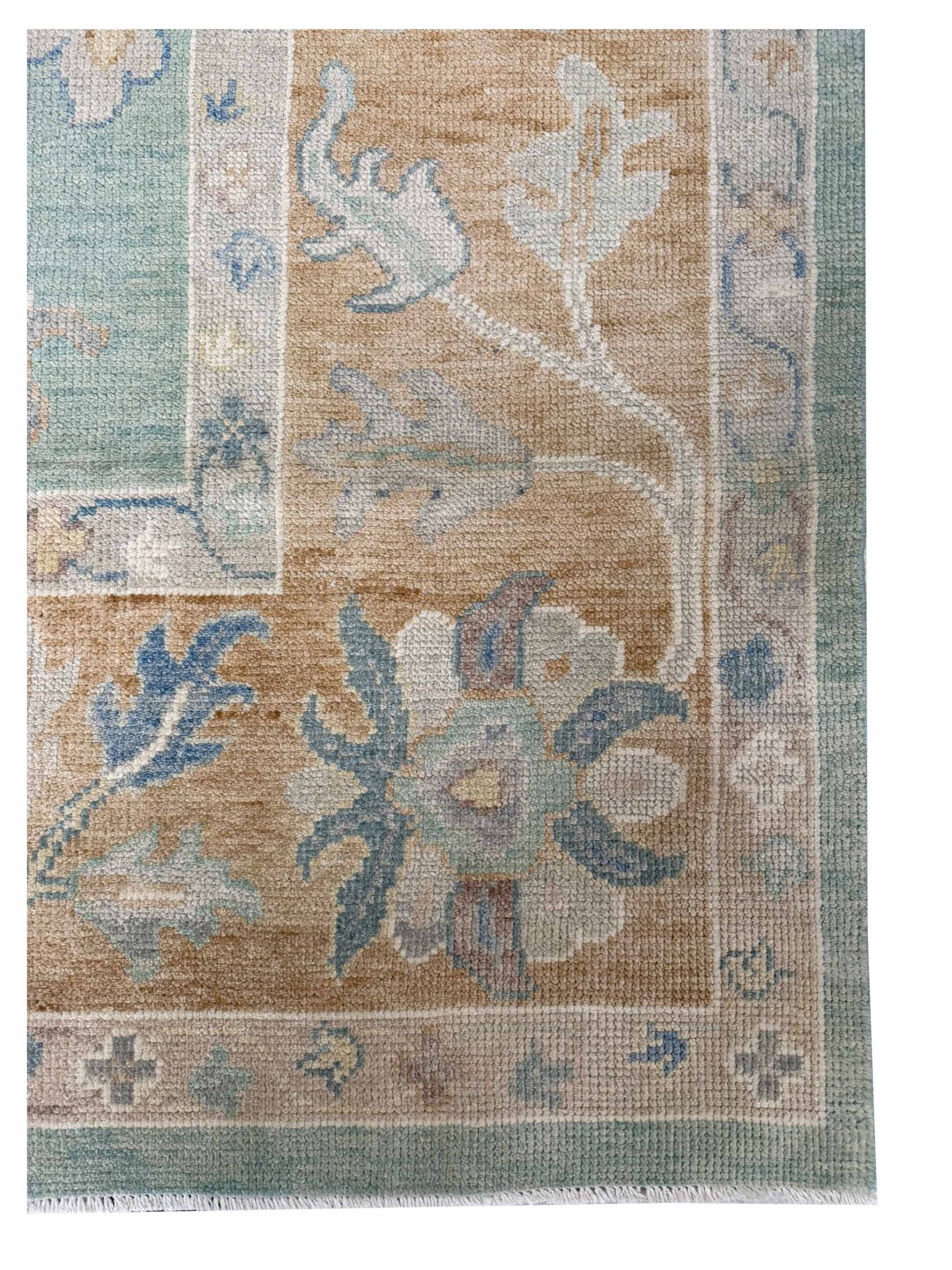 Ushak Hand Knotted Pistachio 10x14 - Image 2 of 3