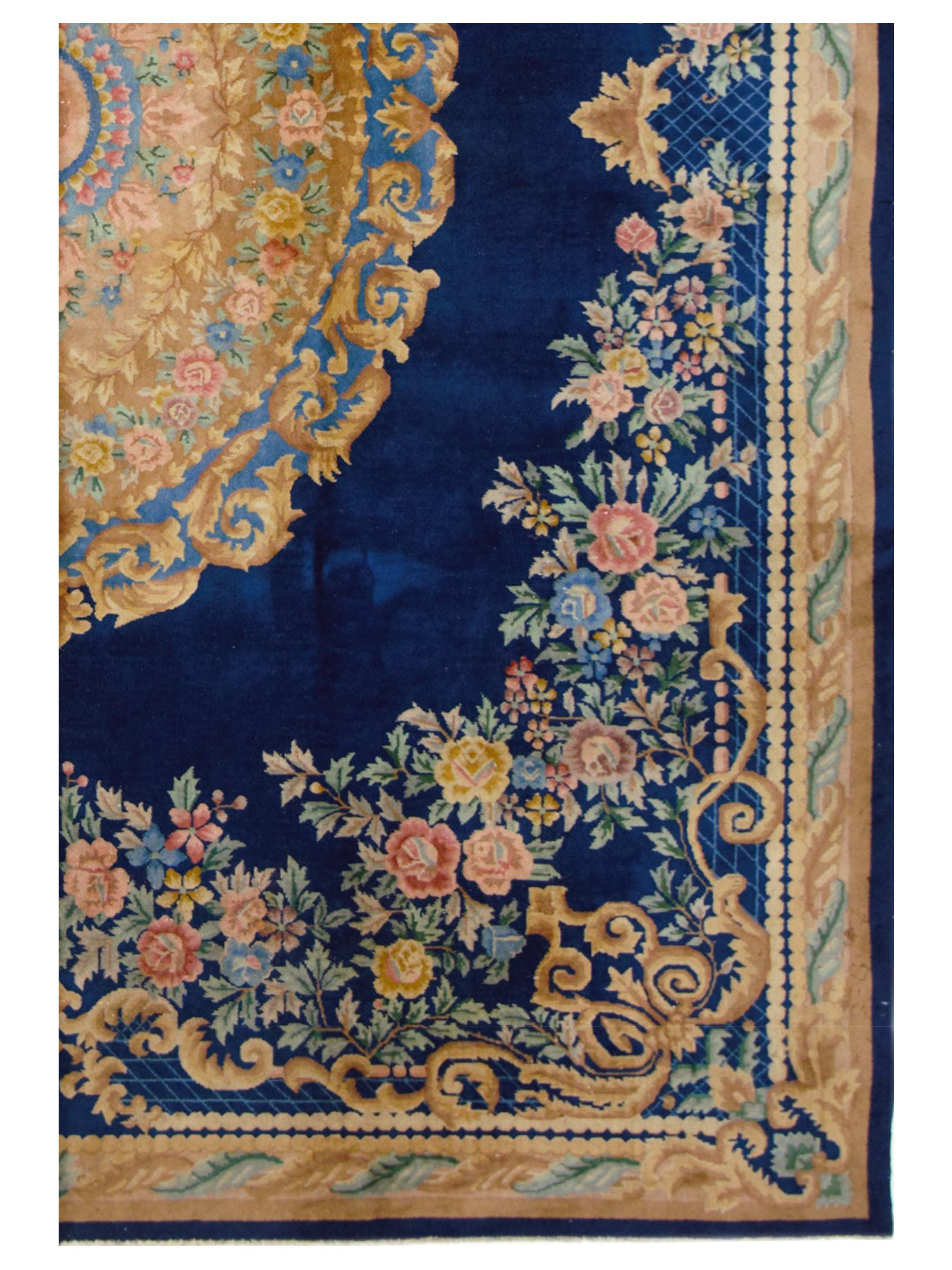 Chinese Hand Knotted Blue 9x12 - Image 3 of 5