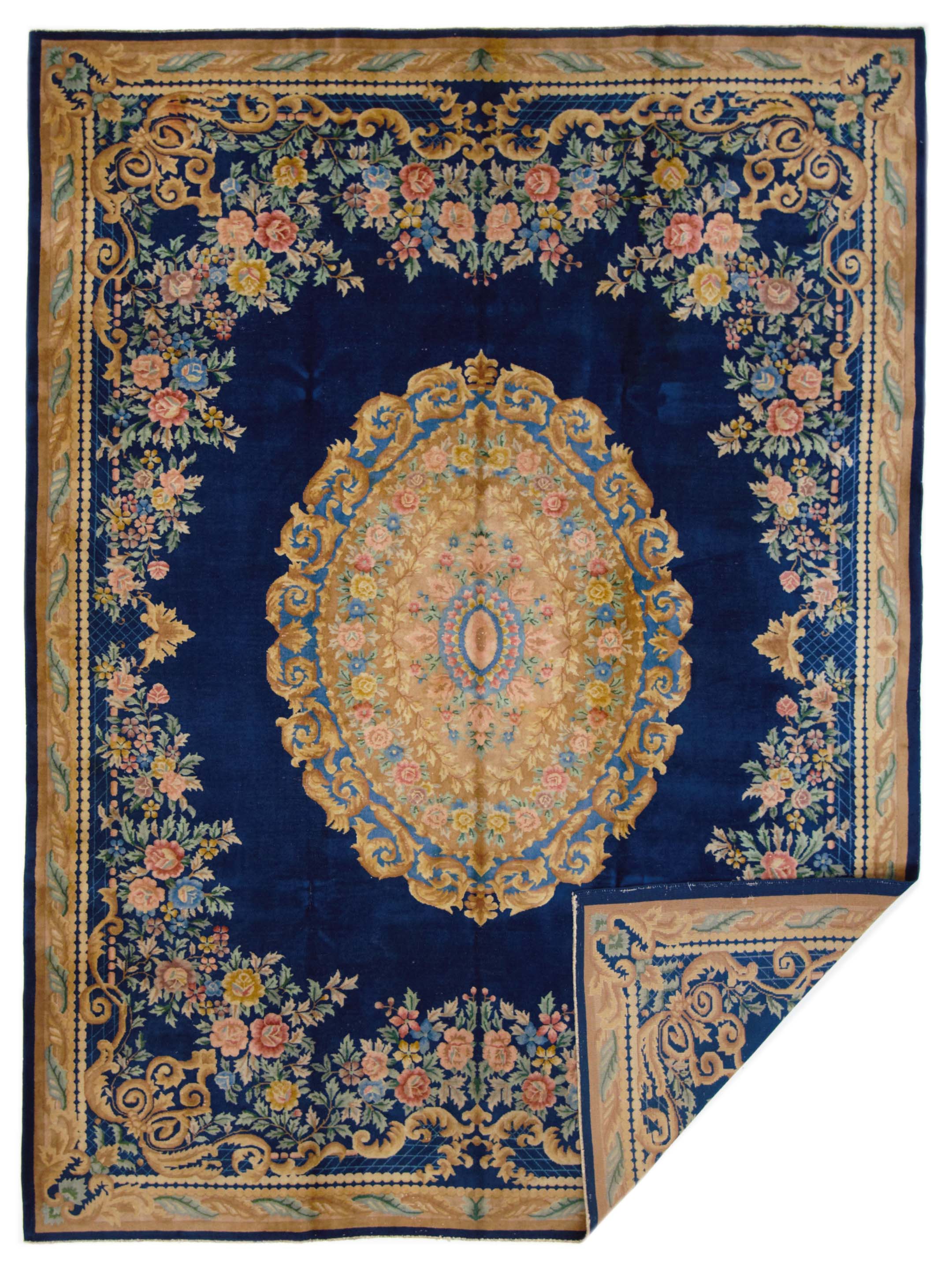 Chinese Hand Knotted Blue 9x12 - Image 5 of 5