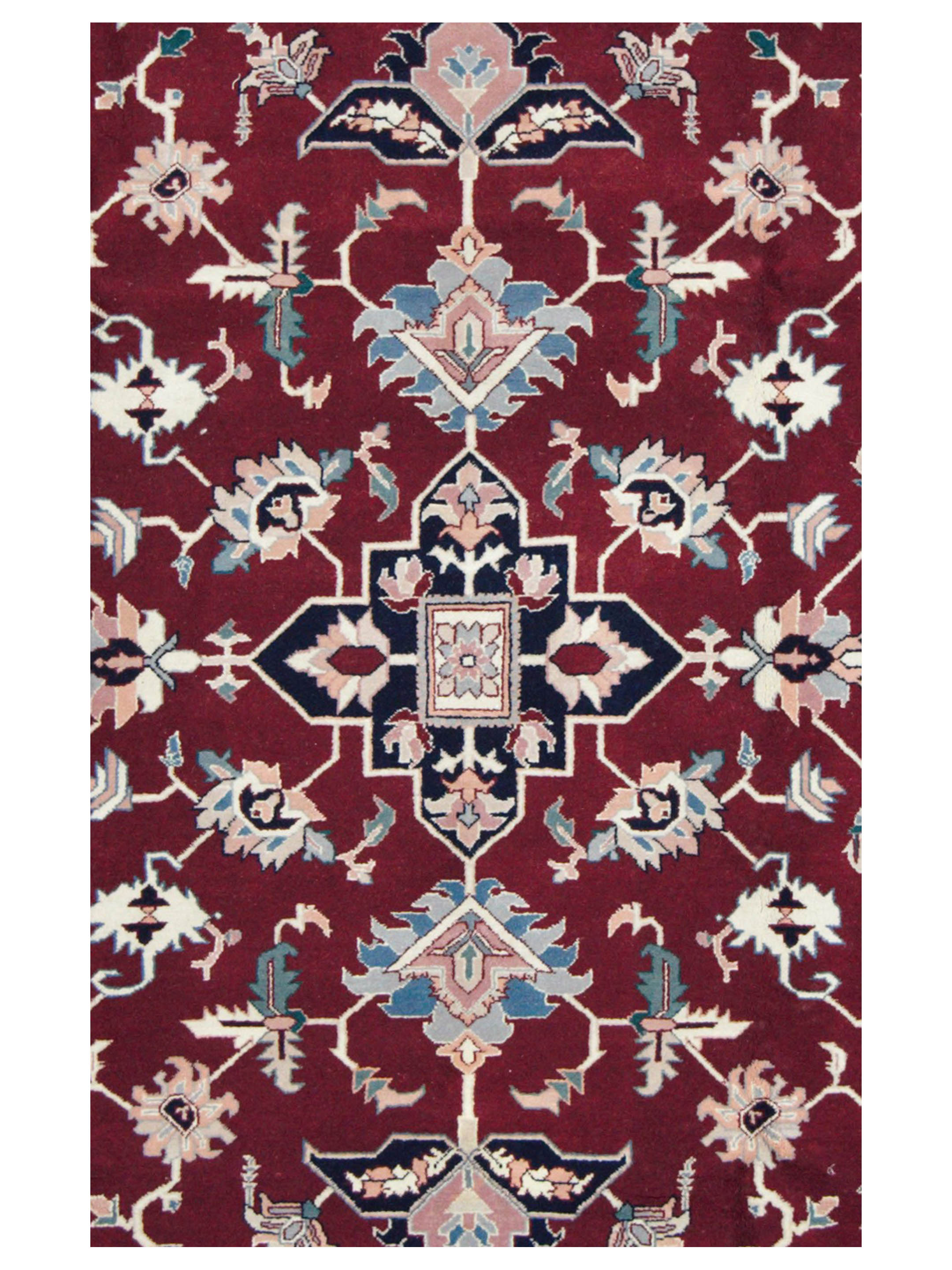 Heriz-In Hand Knotted Burgundy 9x12 - Image 4 of 5