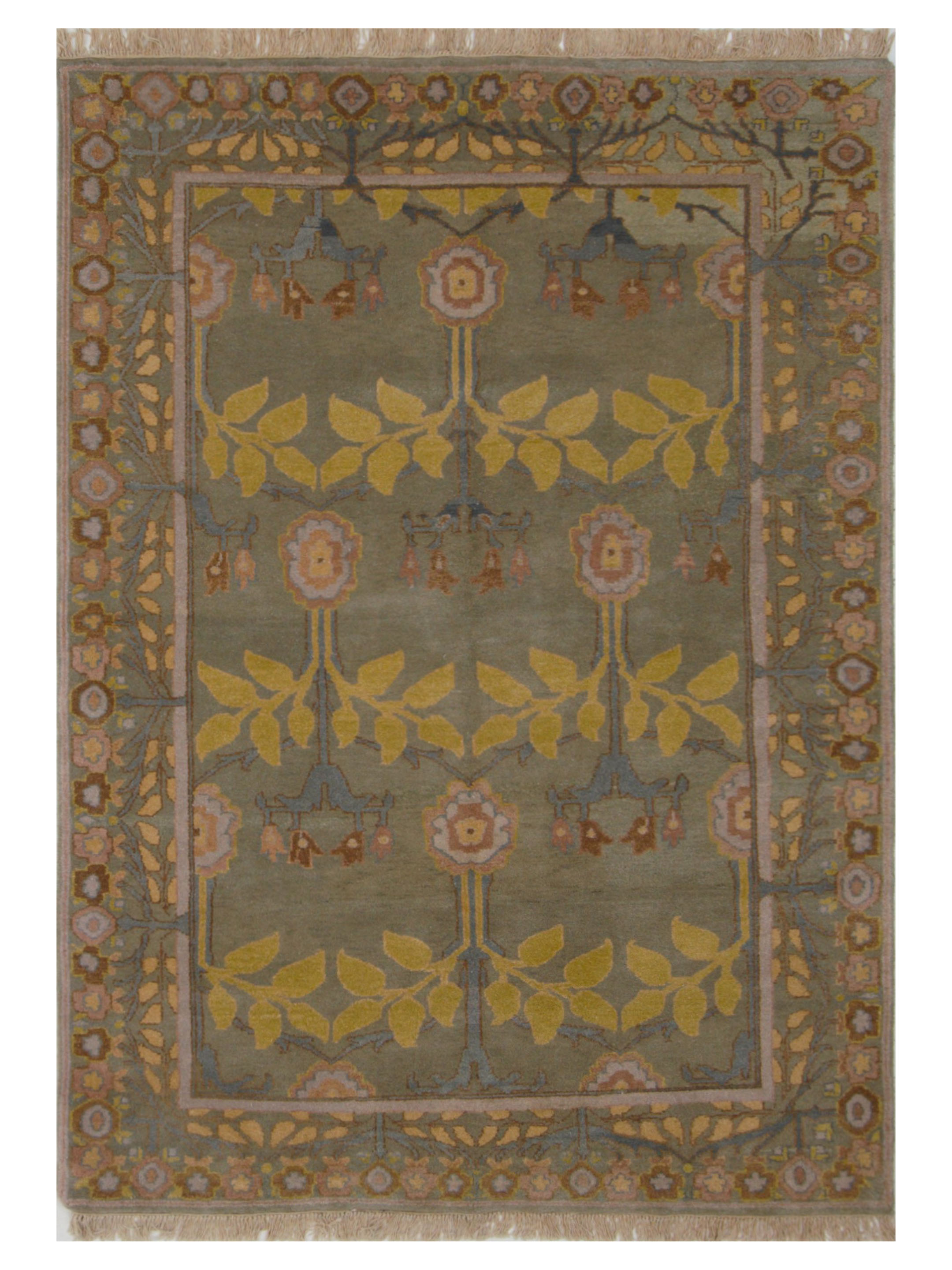 Tibetan Hand Knotted Olive 6x9