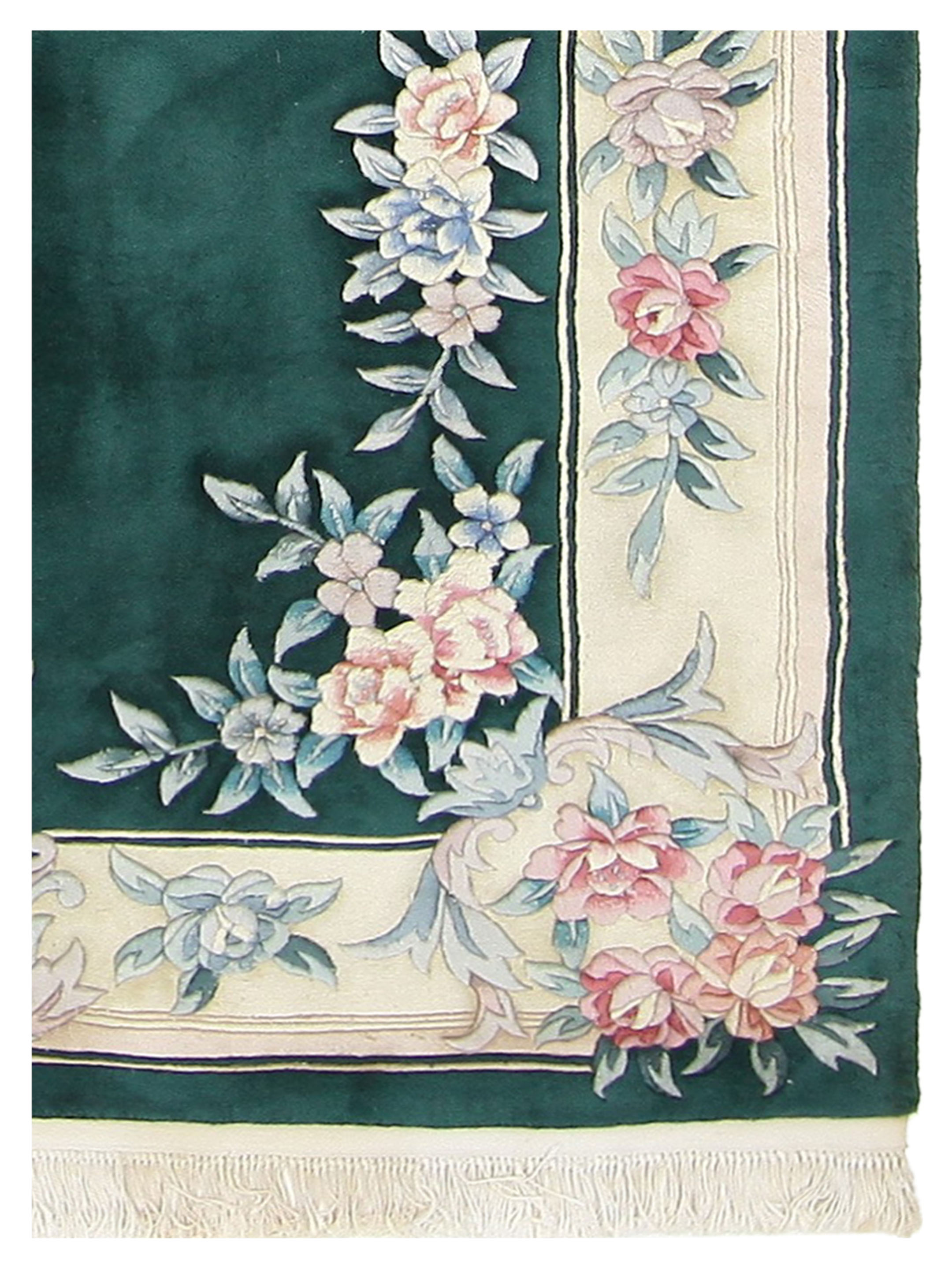 Chinese 90L Hand Knotted Green 6x9 - Image 3 of 5