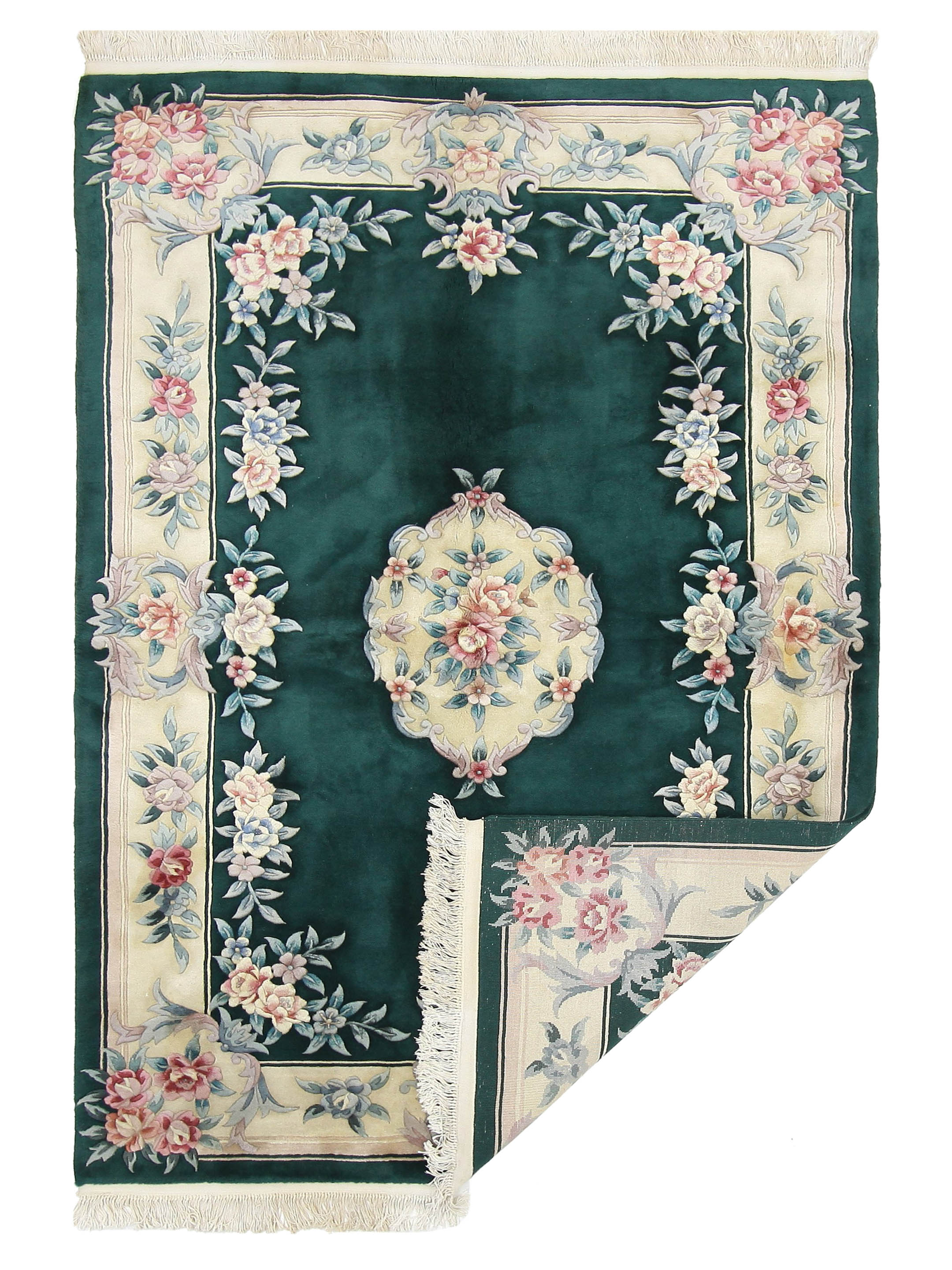 Chinese 90L Hand Knotted Green 6x9 - Image 5 of 5
