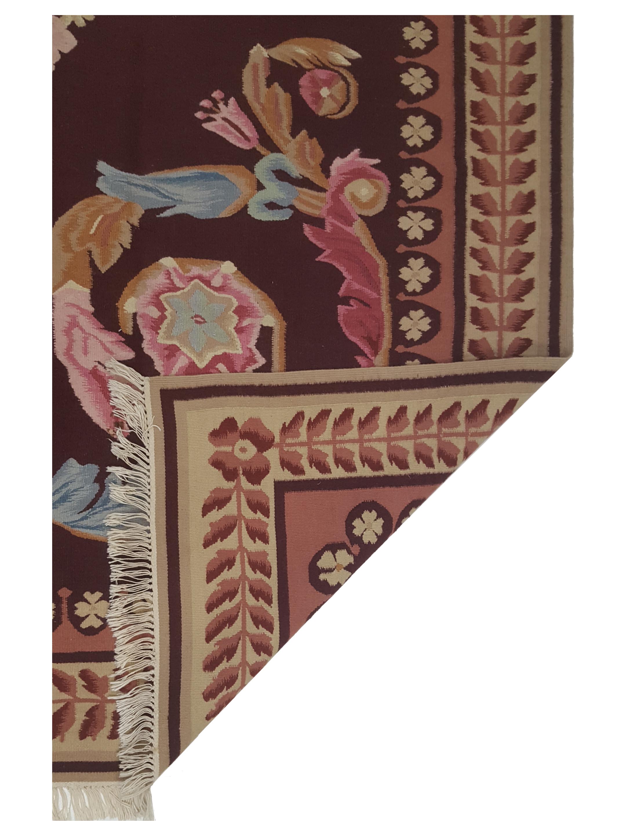 Kilim Hand Woven Burgundy 8x10 - Image 5 of 5
