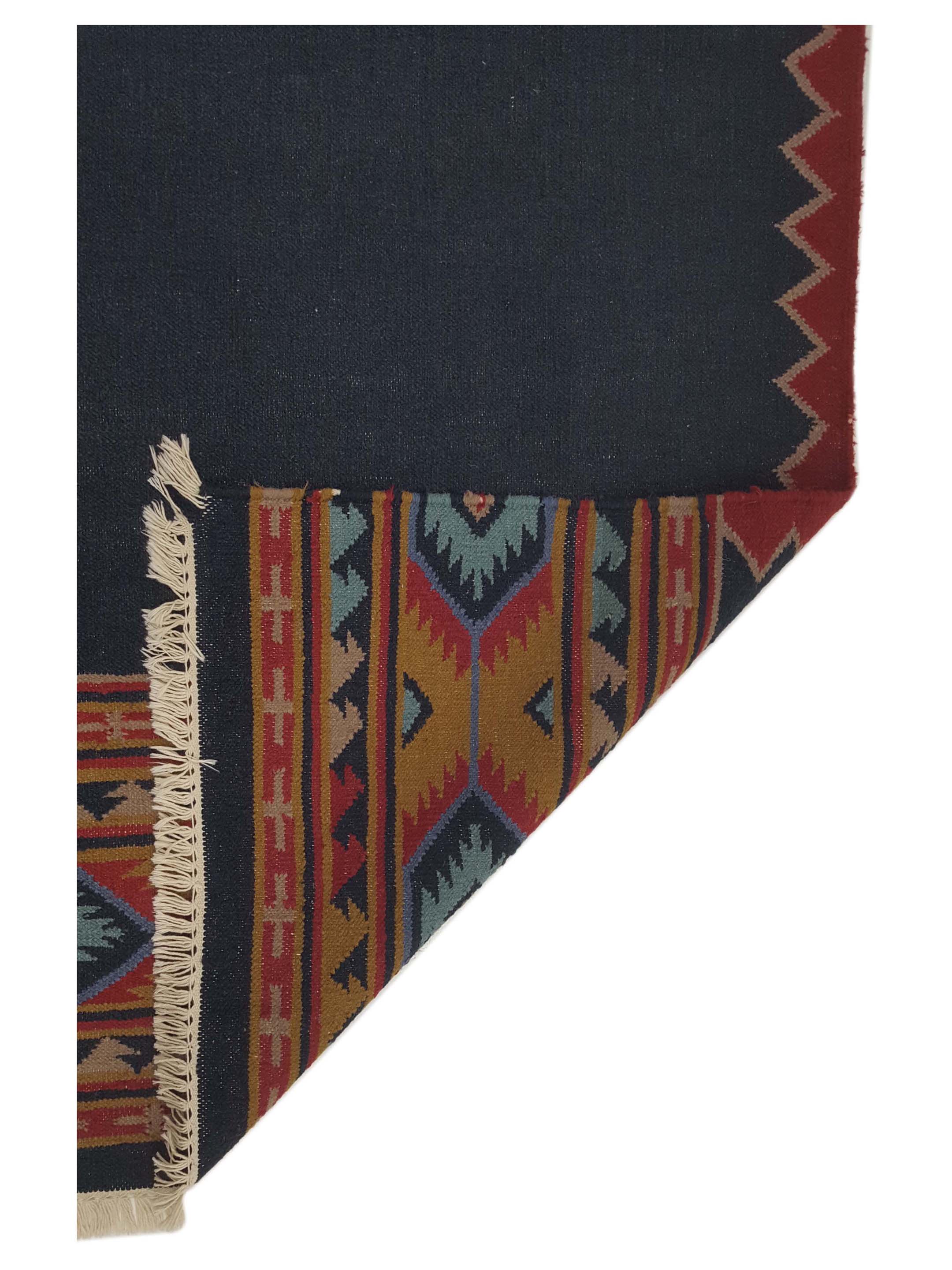 Dhurrie Hand Knotted Black 5x7 - Image 3 of 7