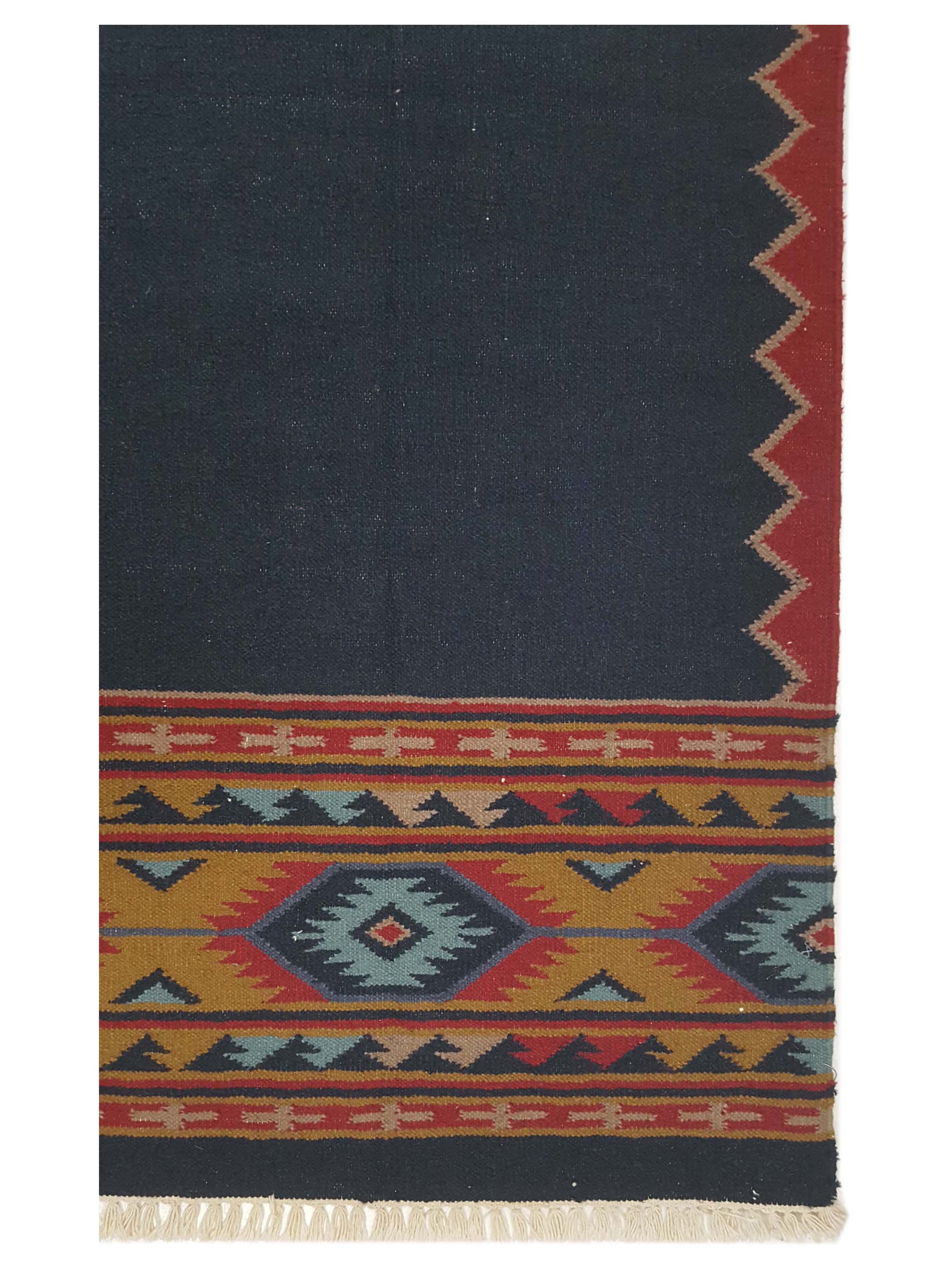 Dhurrie Hand Knotted Black 5x7 - Image 4 of 7