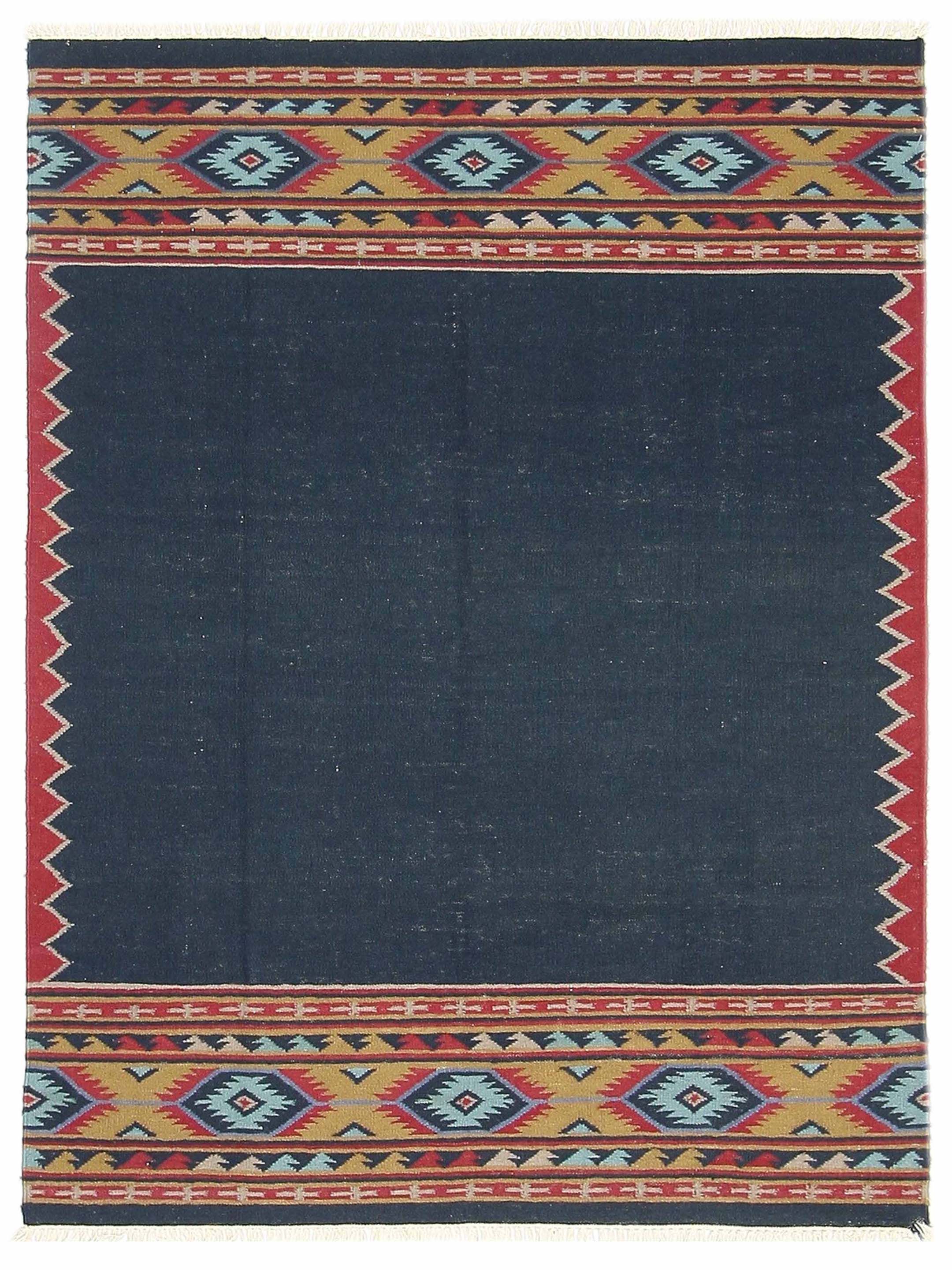 Dhurrie Hand Knotted Black 5x7