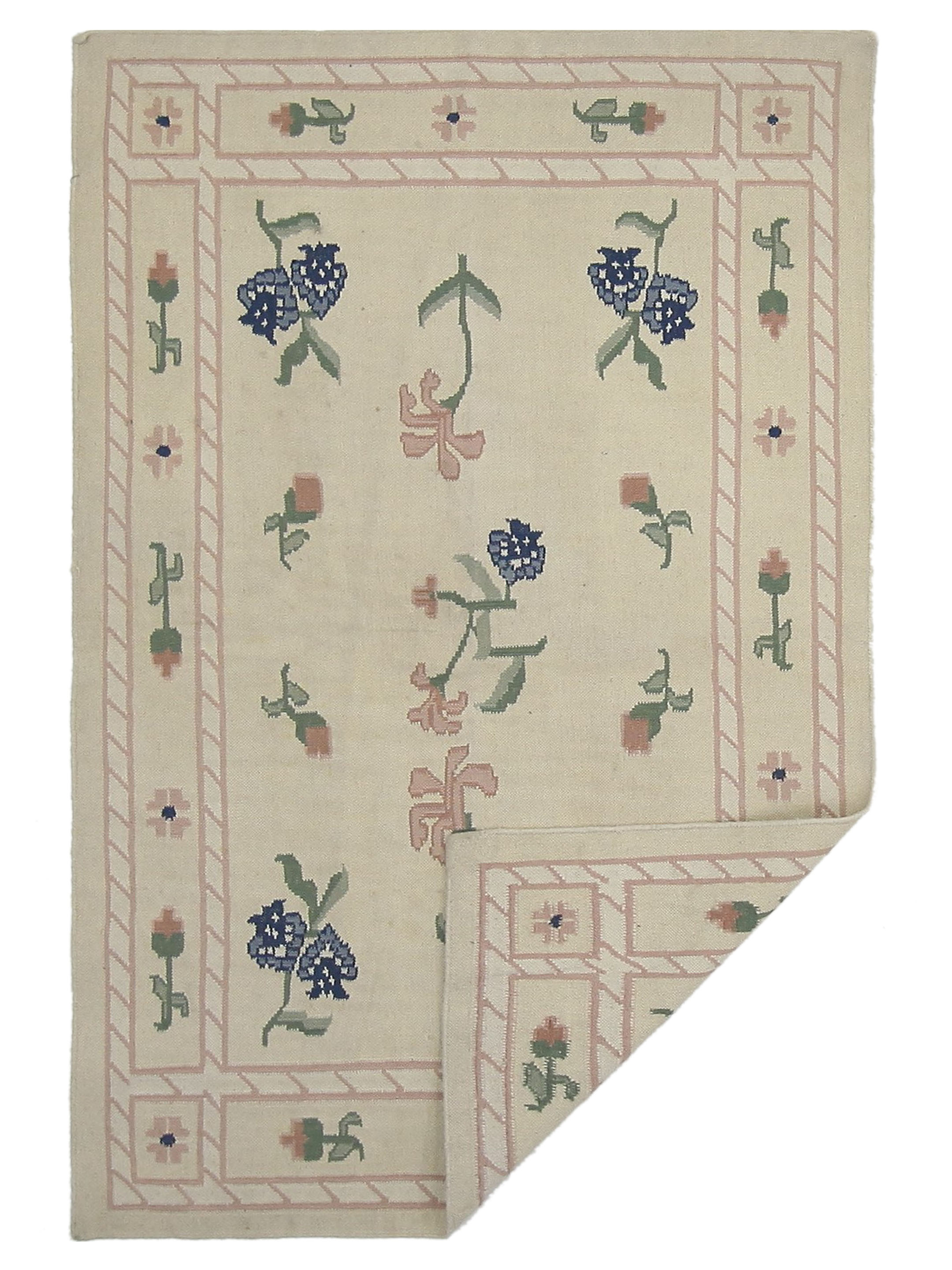 Dhurrie Hand Knotted Ivory 4x6 - Image 5 of 5