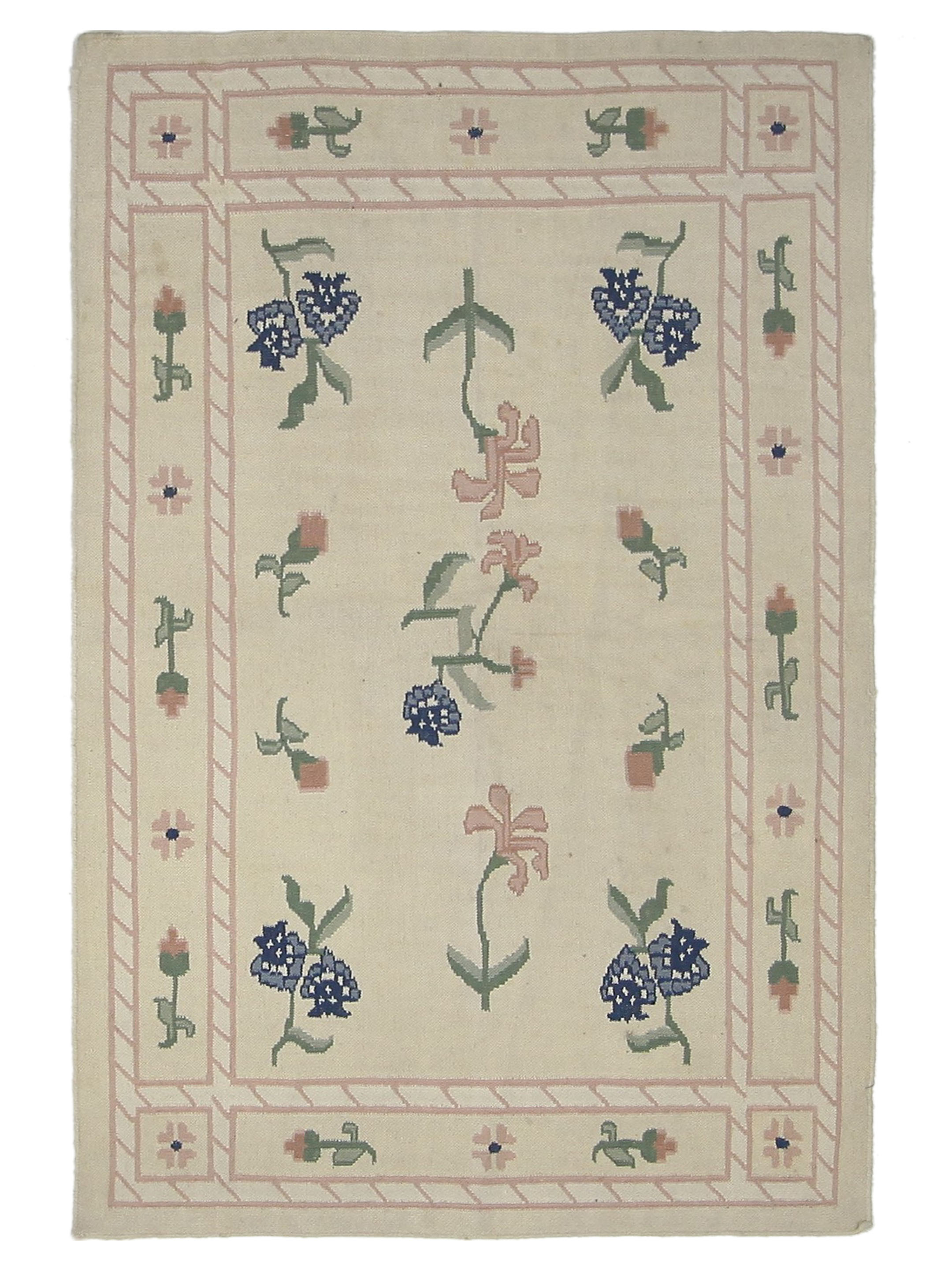 Dhurrie Hand Knotted Ivory 4x6
