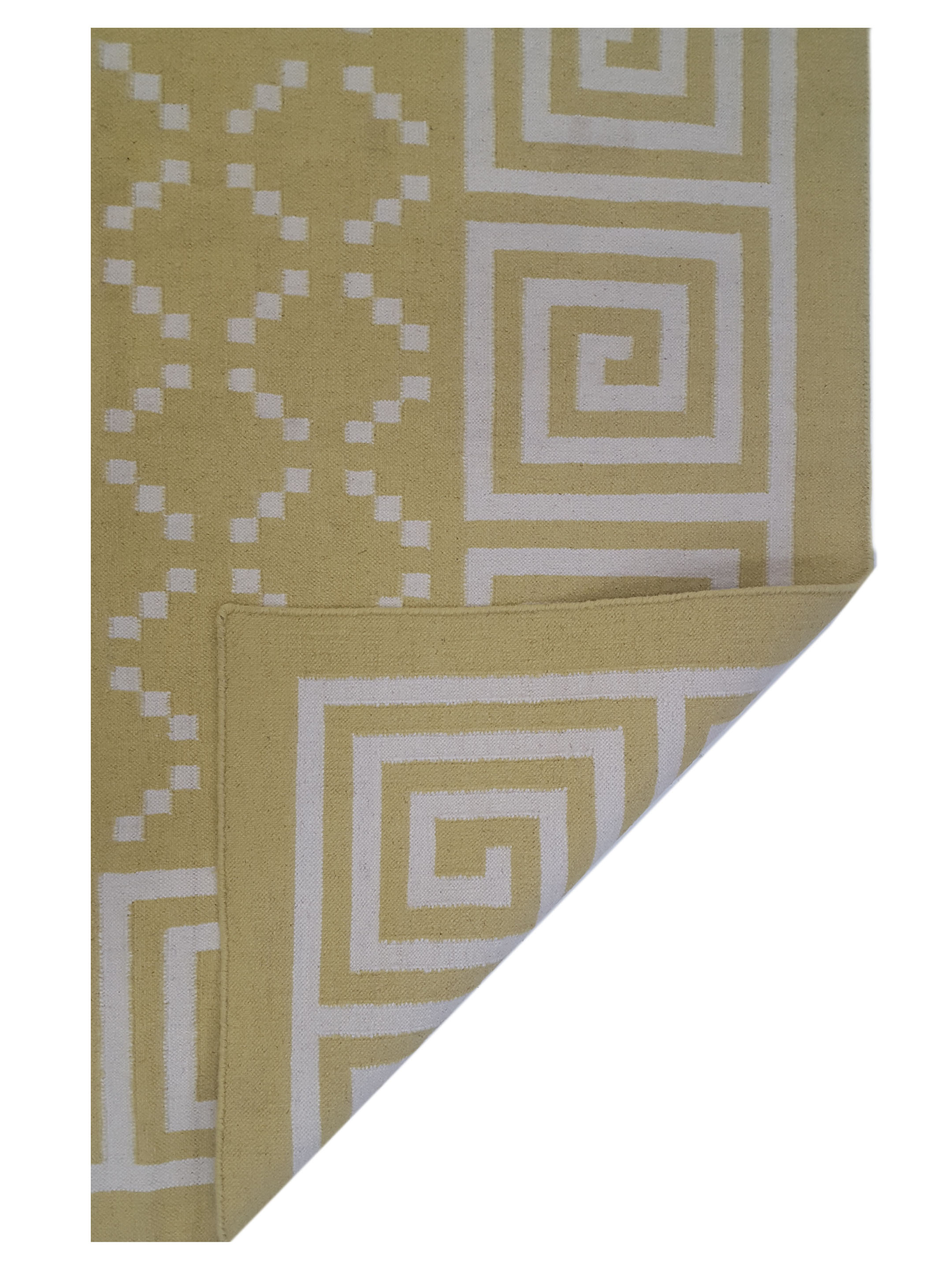 Dhurrie Hand Knotted Lime 9x12 - Image 5 of 5