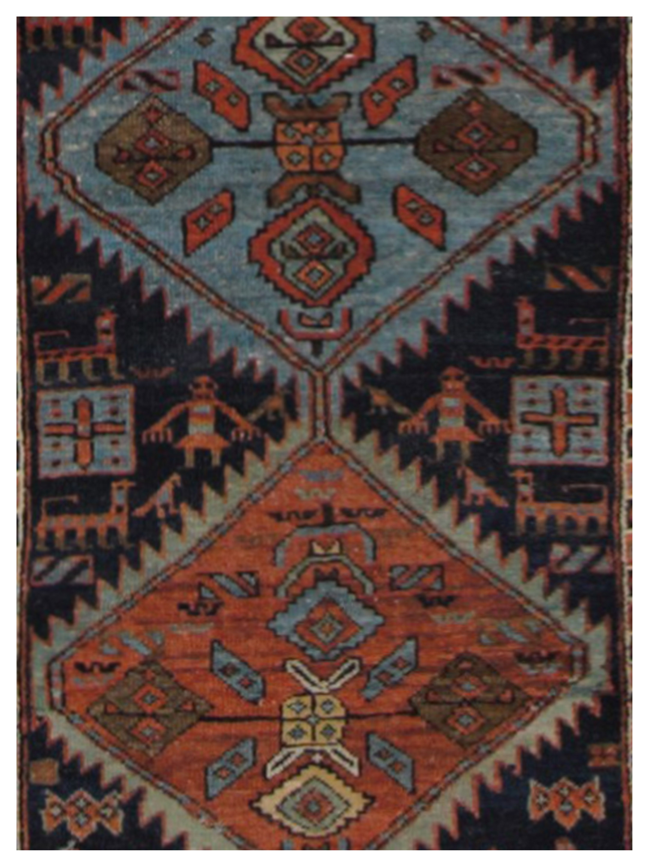 Antique Heriz Navy 3x12 - Image 3 of 5