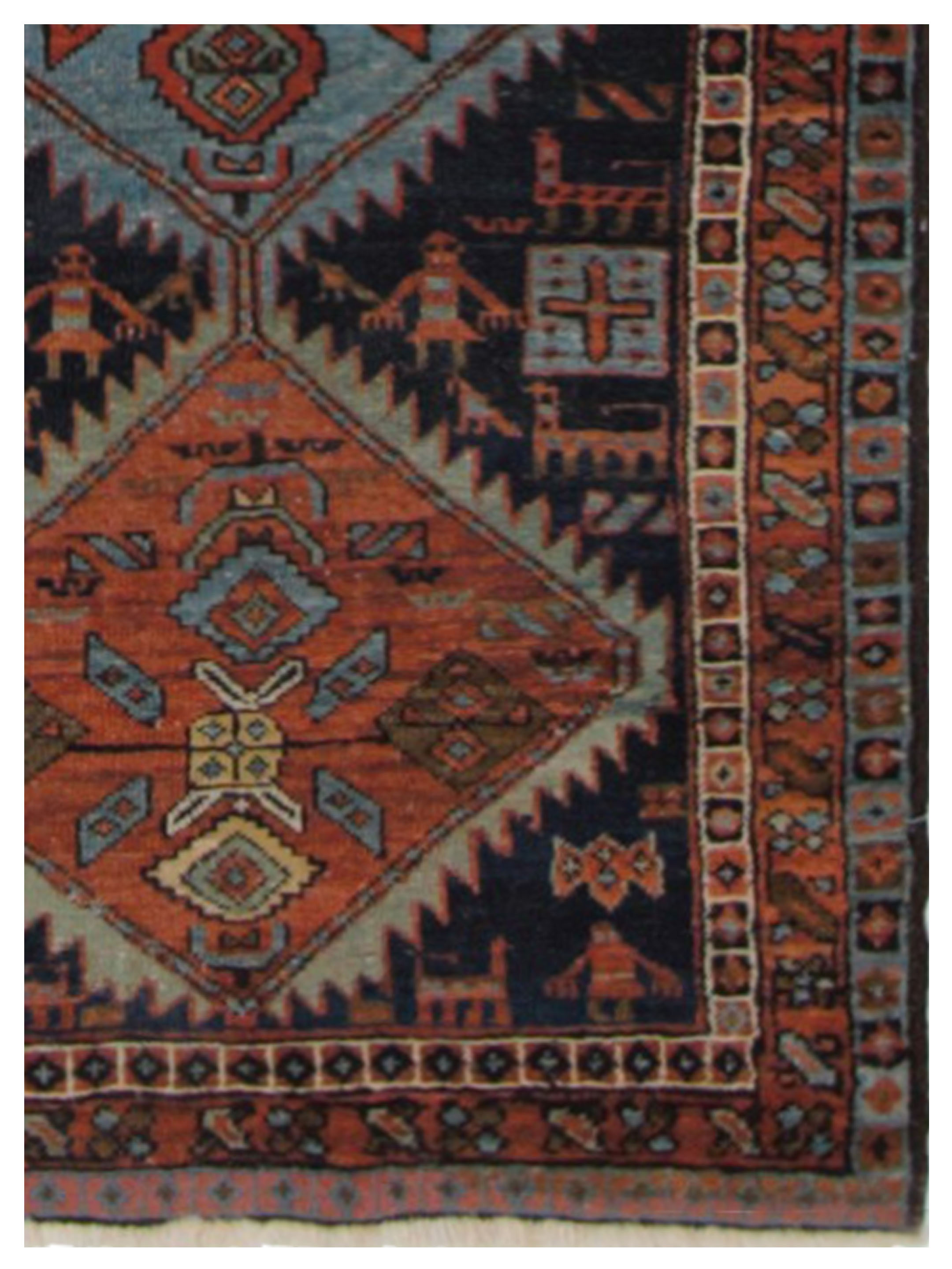 Antique Heriz Navy 3x12 - Image 4 of 5