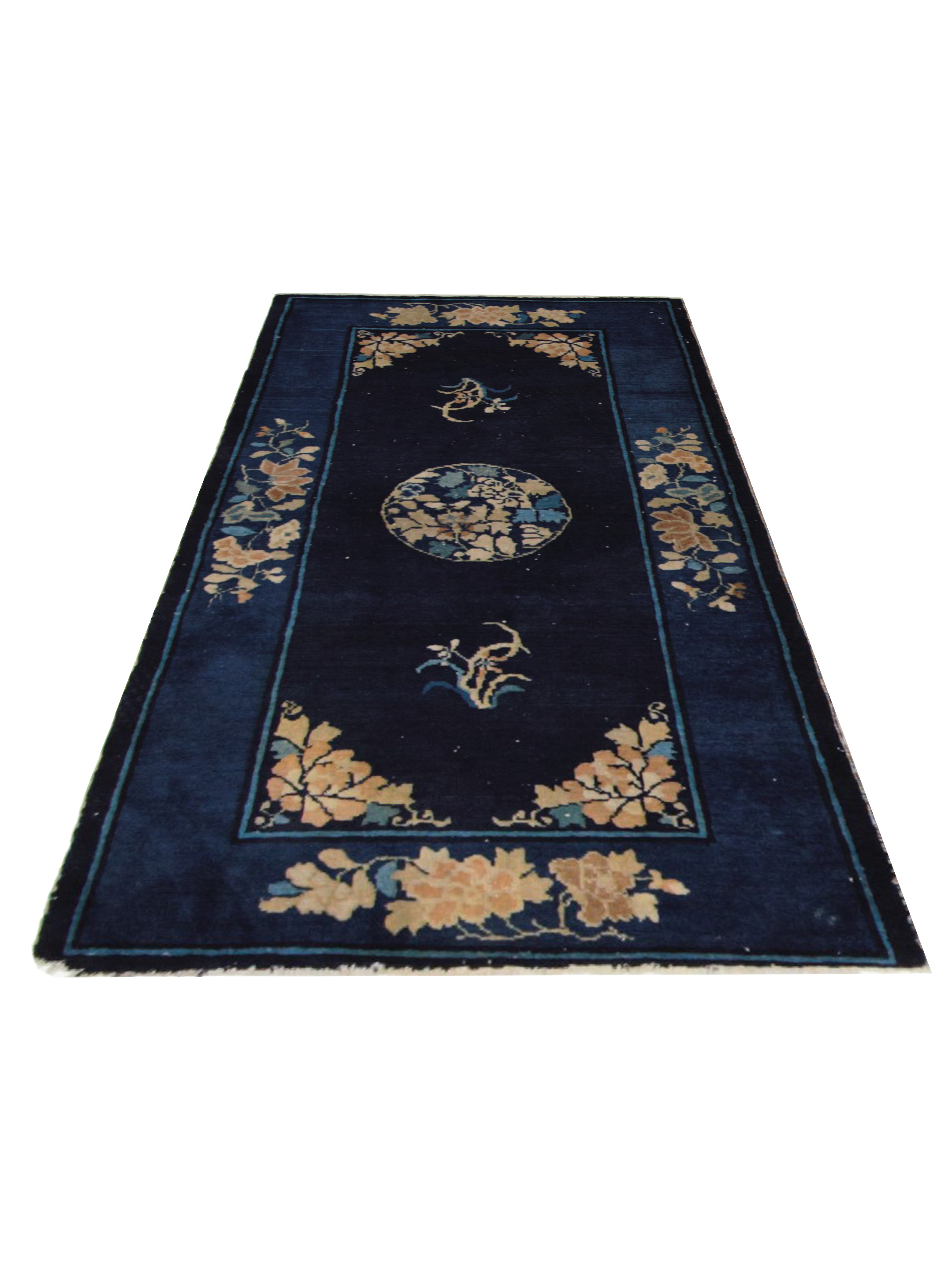 Peking Hand Knotted Navy 3x6 - Image 2 of 5