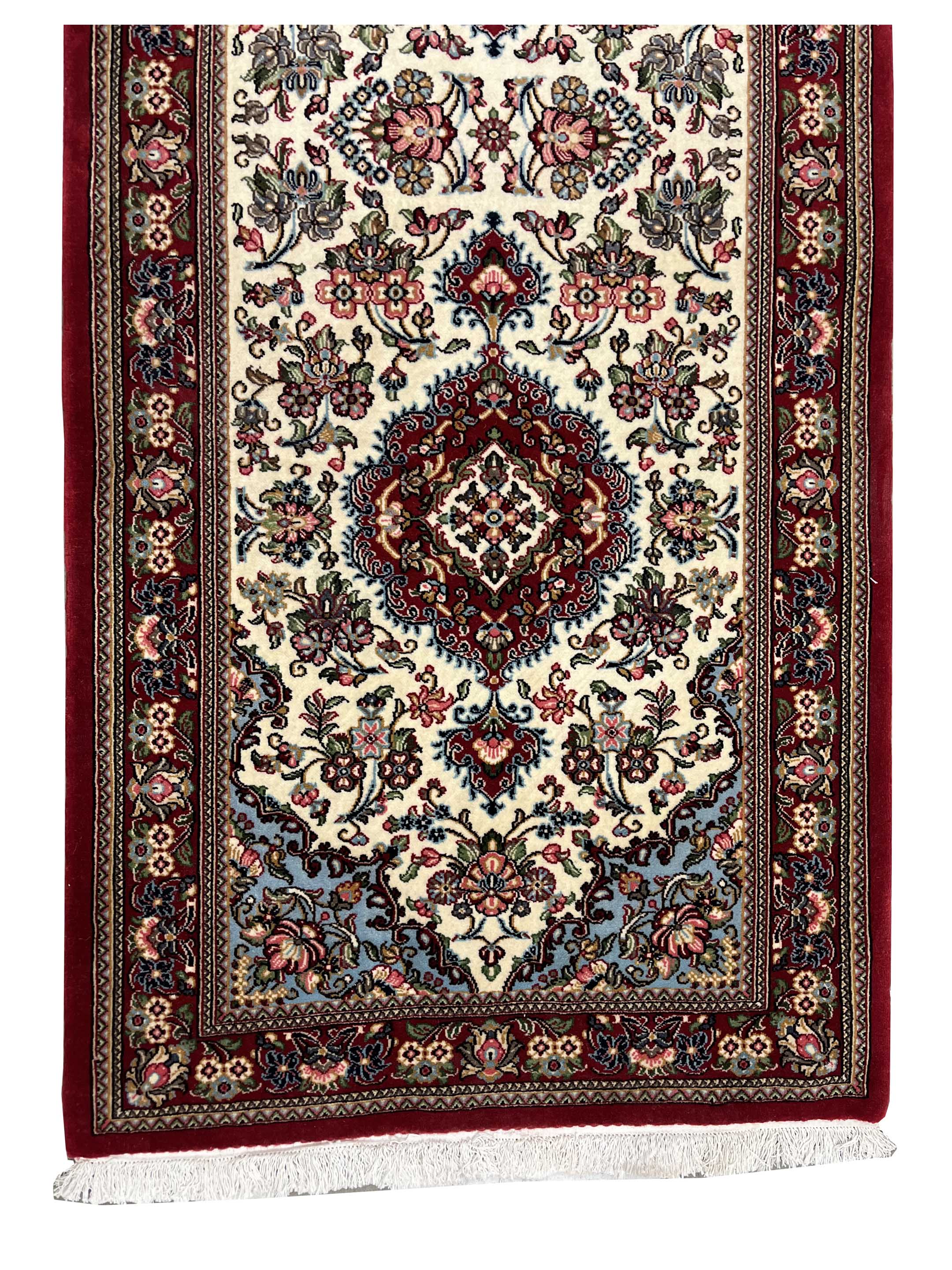 Qum Hand Knotted Red 3x19 - Image 2 of 3